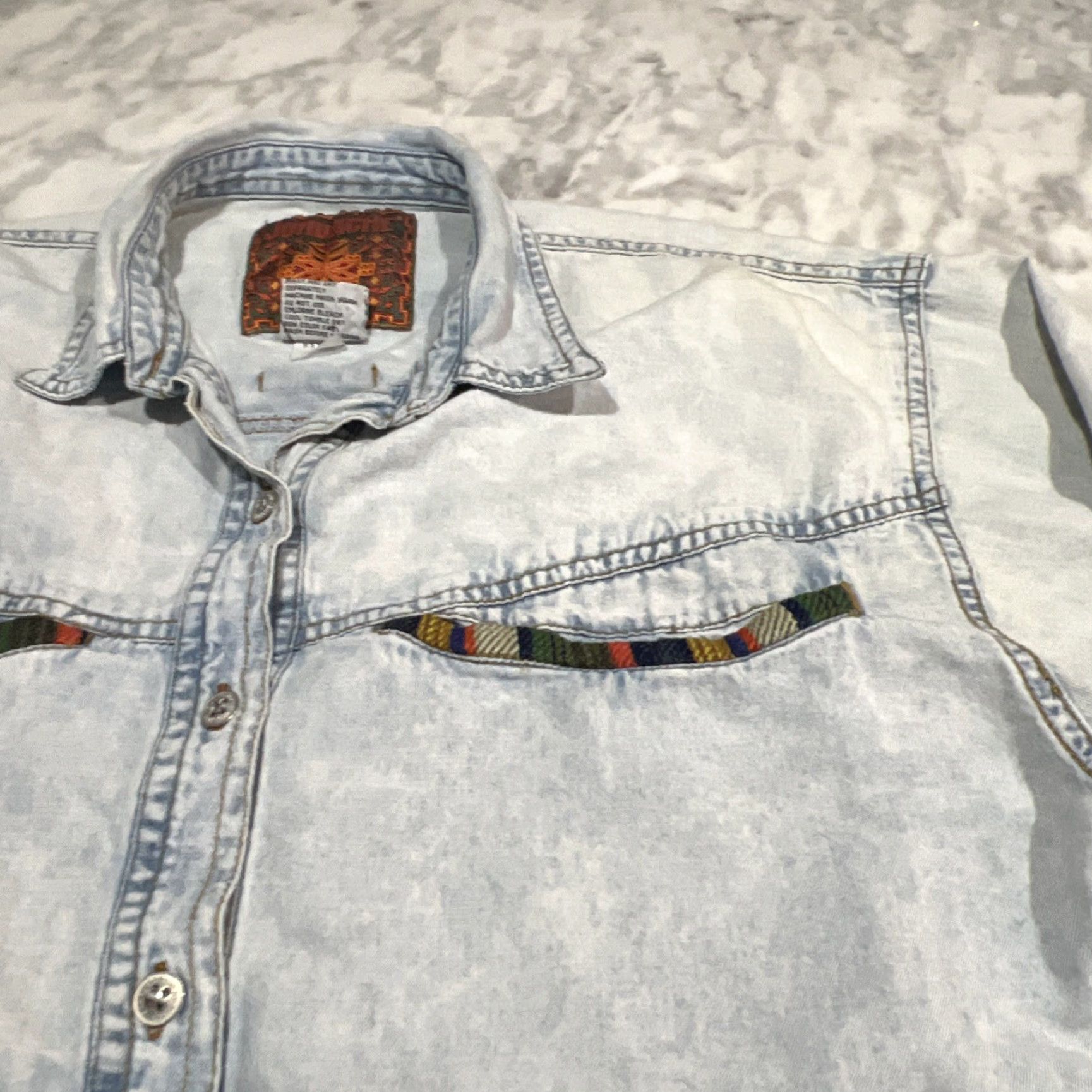 Jordache VINTAGE 80s Jordache Chambray Shirt Women M Southwestern Jean Acid Wash Western Shirt Mens? Size M / US 6-8 / IT 42-44 - 6 Thumbnail