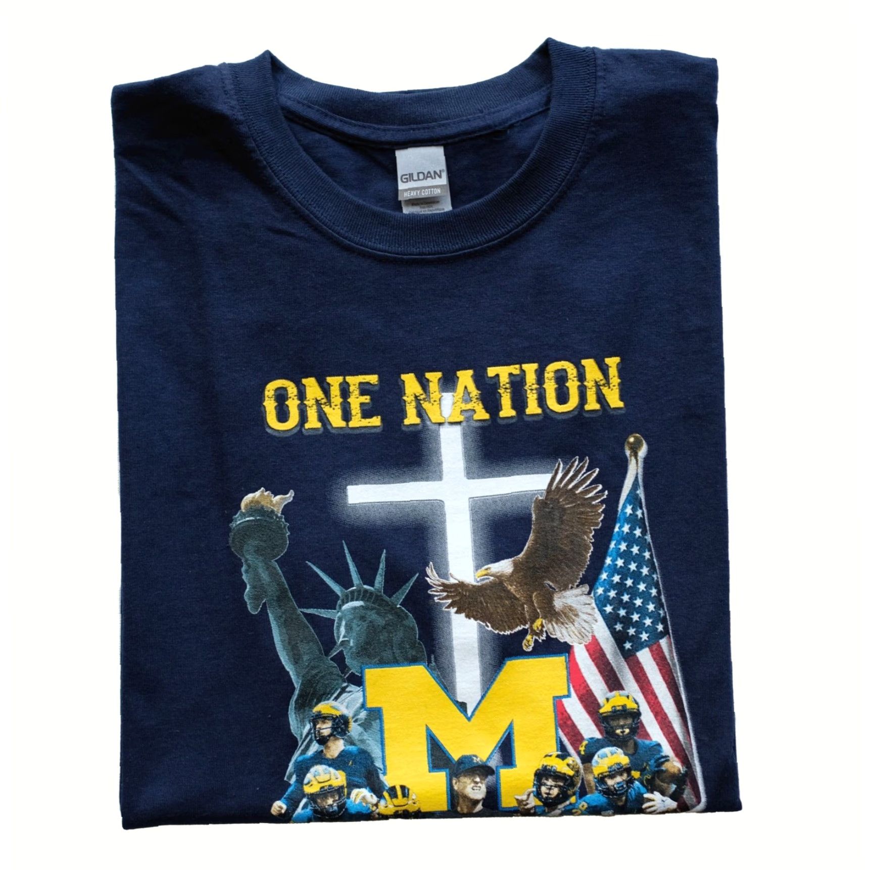 Gildan VTG MICHIGAN WOLVERINES T SHIRT Gildan University BLUE Crew Neck Short Sleeve SZ L Men’s Size US L / EU 52-54 / 3 - 2 Thumbnail