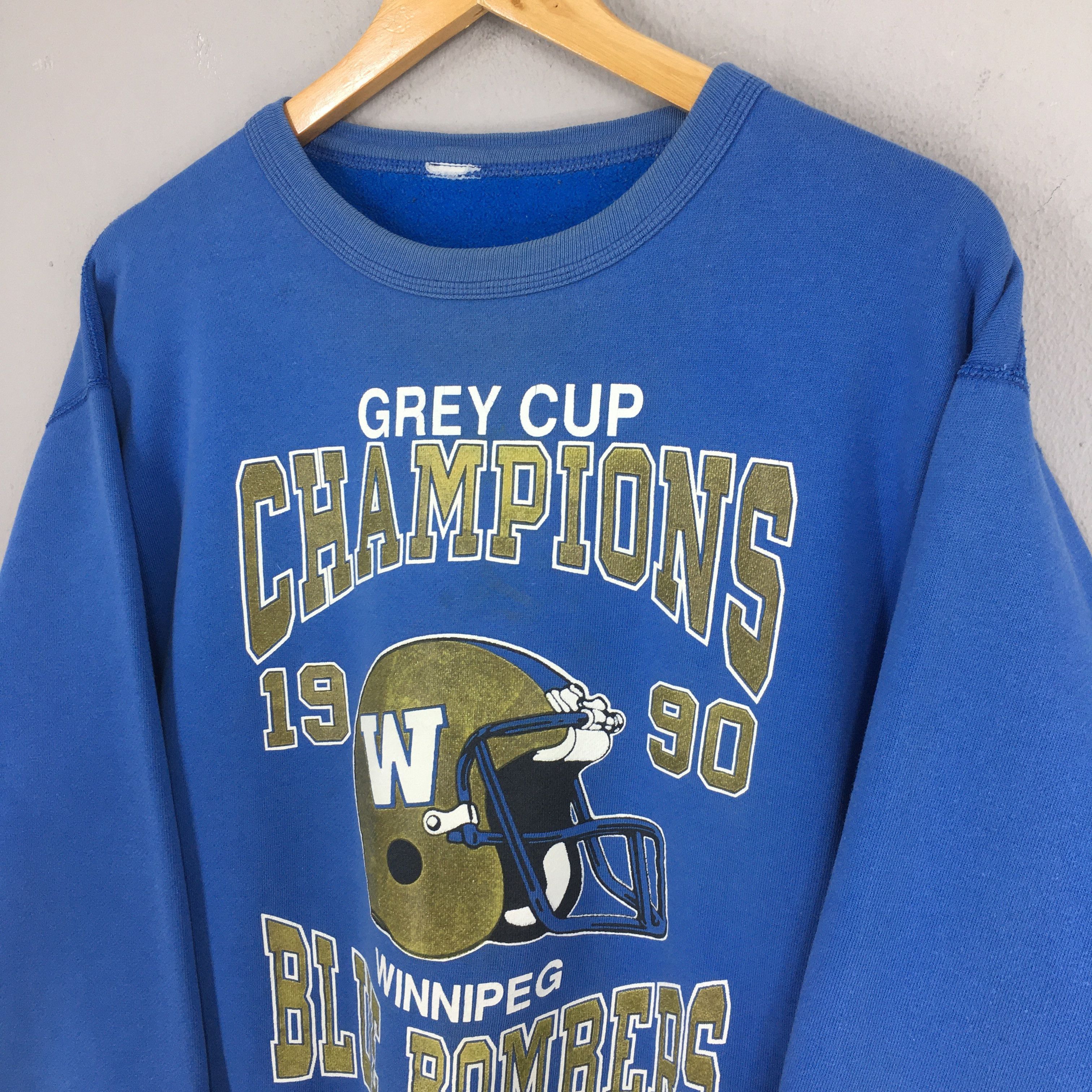 NFL Vintage Winnipeg Blue Bombers CFL Sweatshirt Large Size US L / EU 52-54 / 3 - 3 Thumbnail