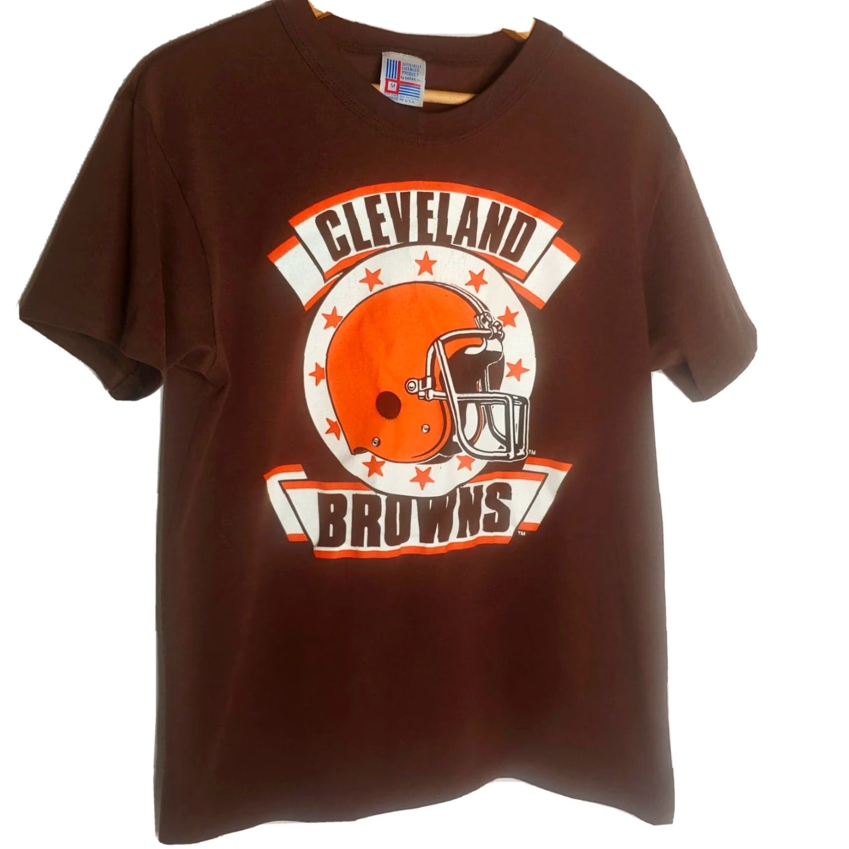 NFL VINTAGE Cleveland Browns T-Shirt Medium Browns NFL 1980s Single Stitch USA Garan Officially Licensed Men Short Sleeve Crew Neck Cotton Brown Size US M / EU 48-50 / 2 - 2 Thumbnail