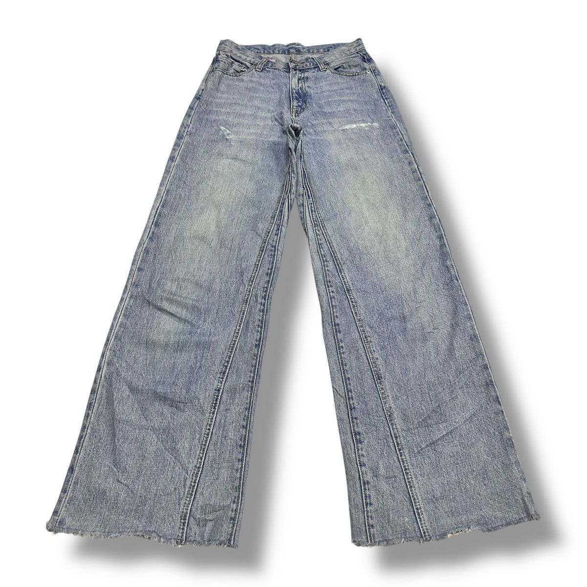 Vintage Japan Distressed Jean With Wideleg Baggy Style Faded