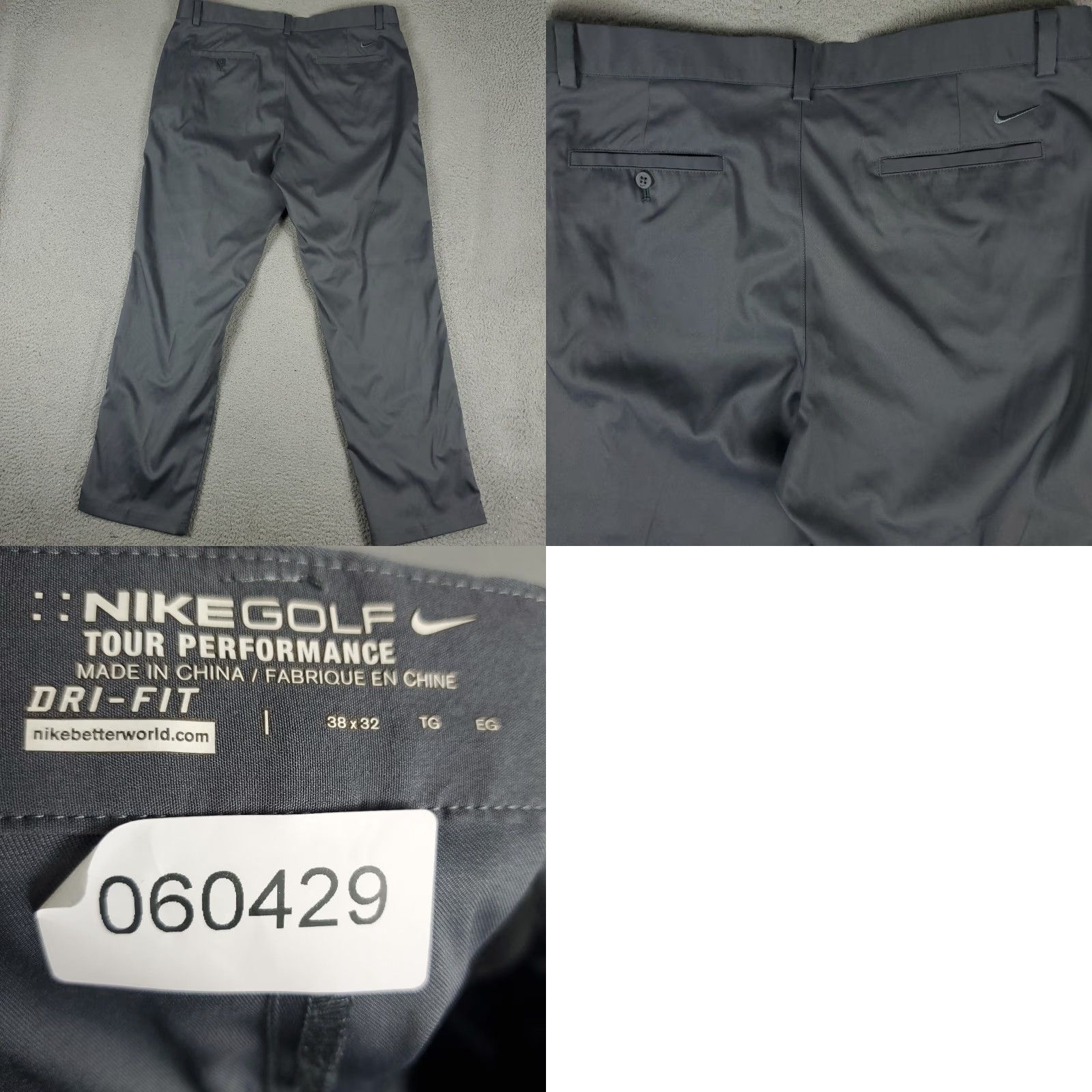 Nike Nike Pants Mens 36x32 Gray Swoosh Dri Fit Golf Flat Front Chino Trousers Size US 36 / EU 52 - 8 Thumbnail