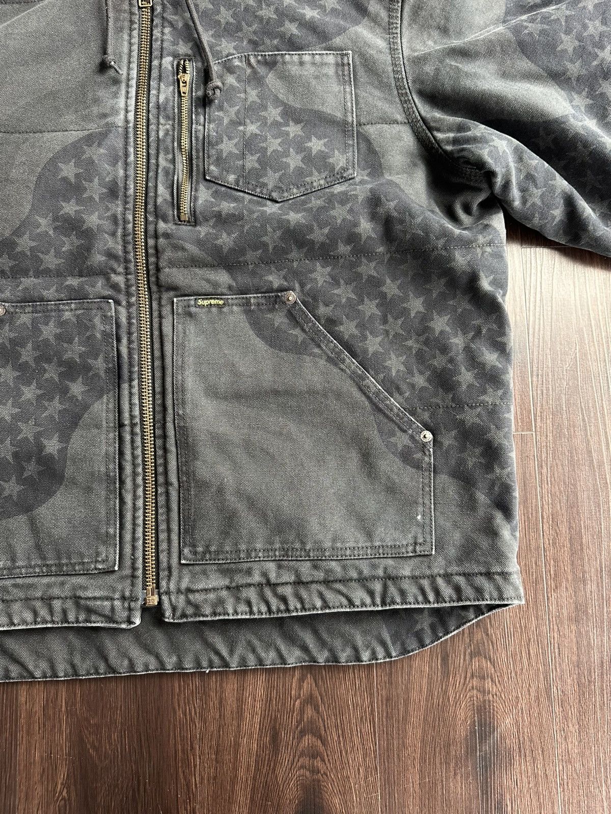 Supreme Supreme Flag Quilted Hooded Work Jacket Black Medium Size US M / EU 48-50 / 2 - 3 Thumbnail