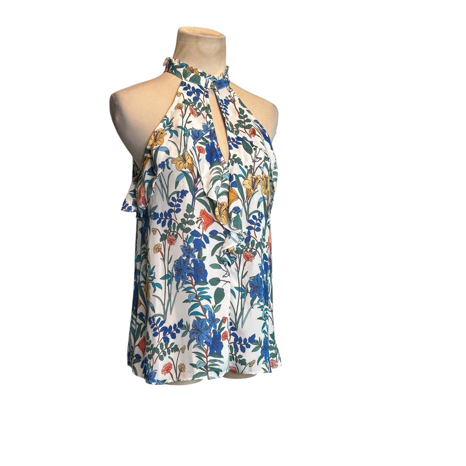 Parker Parker Blue Yellow Floral Sleeveless Blouse size small Size S / US 4 / IT 40 - 10 Thumbnail
