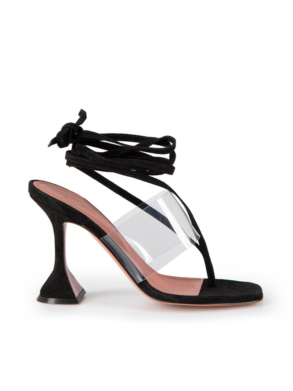 Amina Muaddi Black Zula 95 Suede Thong Sandals Size US 7 / IT 37 - 1 Thumbnail