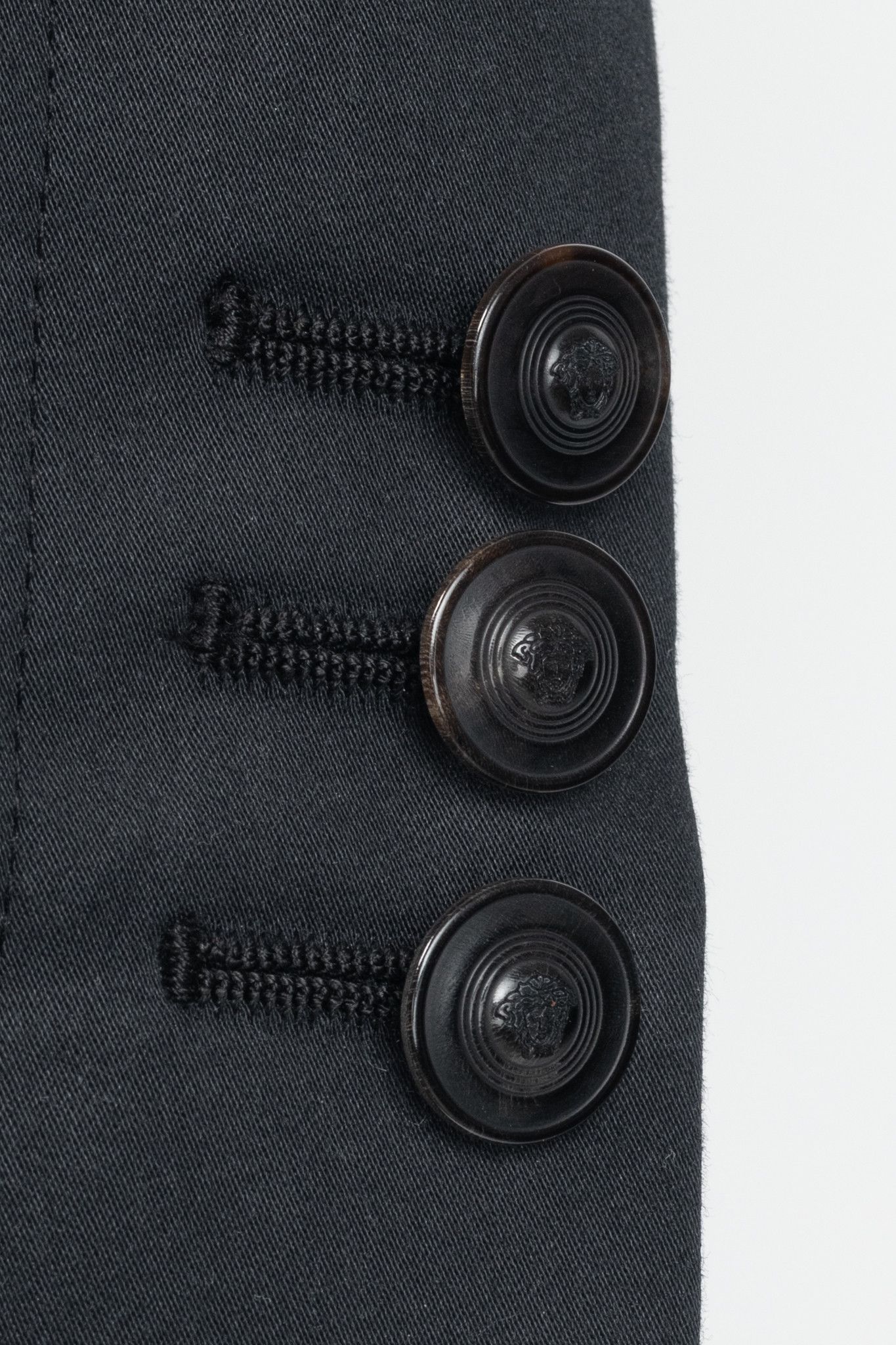 Versace Versace Black Stretch-Cotton Leather-Trim Blazer Size 48R - 7 Thumbnail