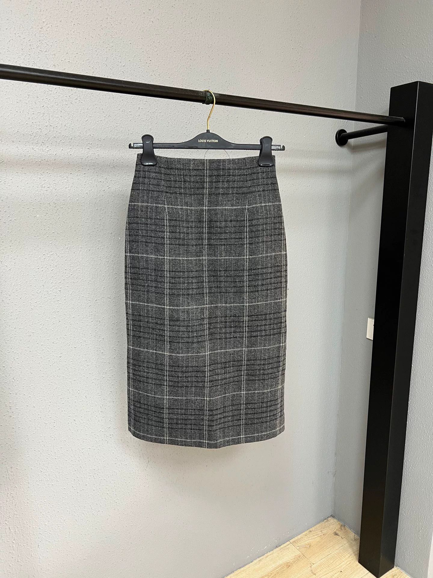 Dior Wool Checkered Midi Skirt