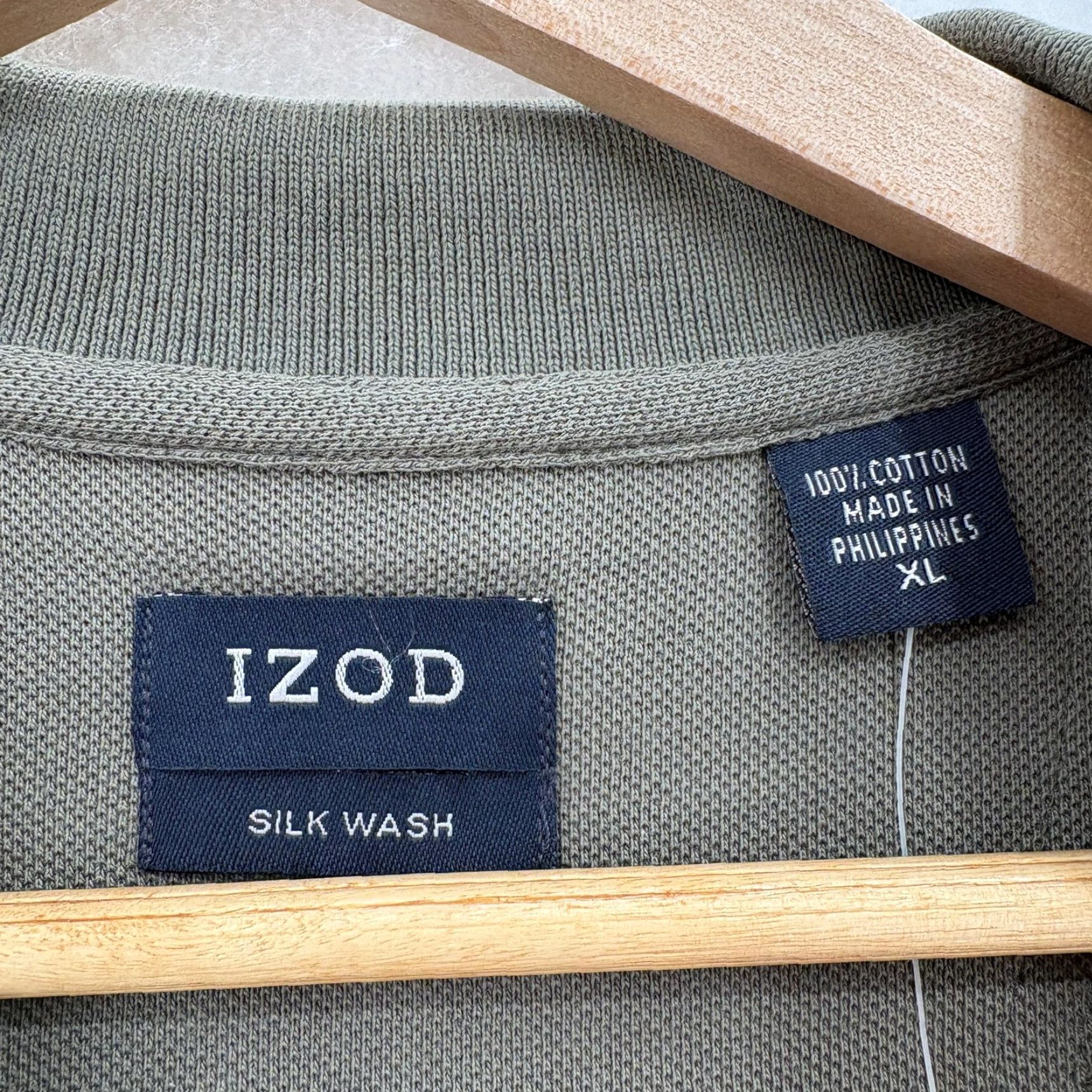 Izod VINTAGE IZOD Silk Wash Polo Shirt Mens XL Green Short Sleeve Solid Cotton Casual NWT Size US XL / EU 56 / 4 - 3 Thumbnail