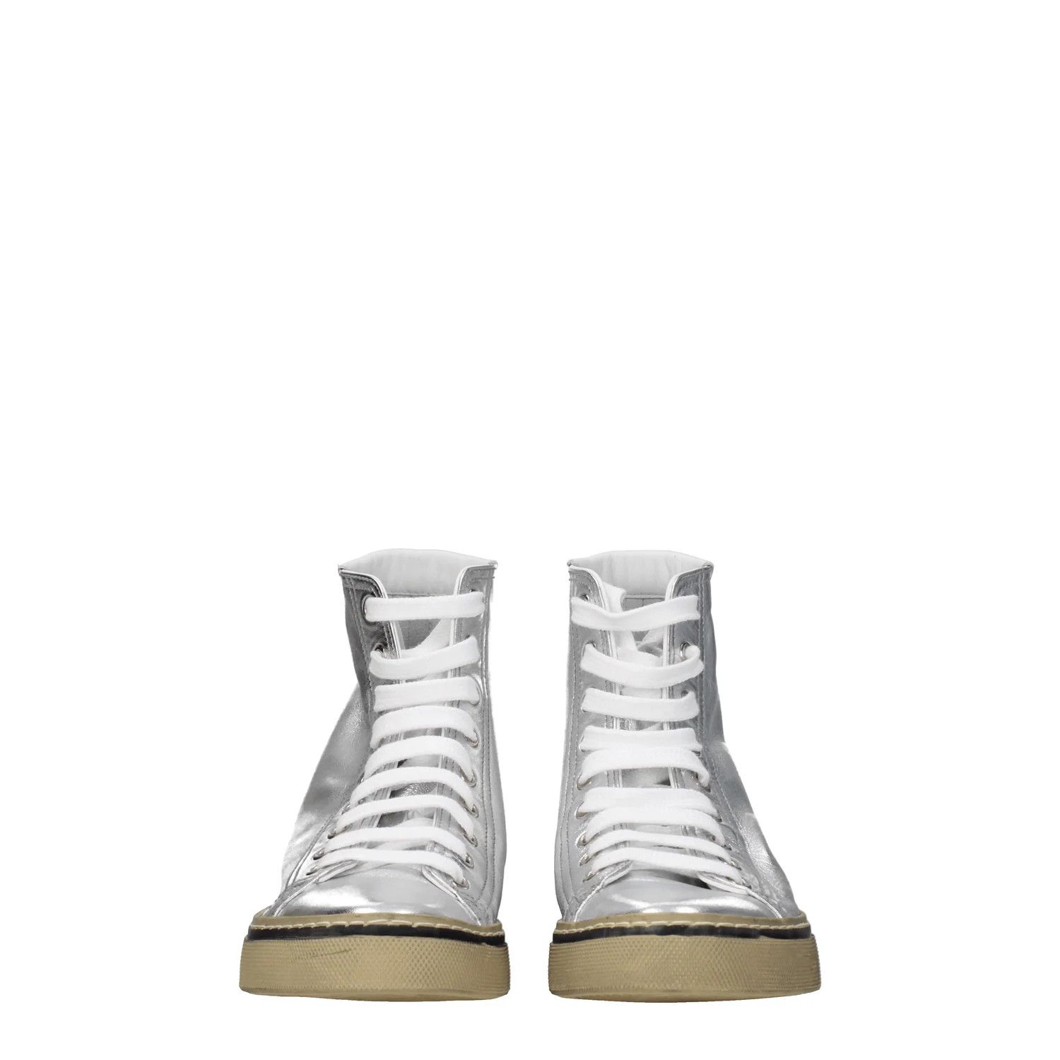 Saint Laurent Paris ob1o1e1124 Leather Sneakers in Silver Size US 5 / IT 35 - 3 Thumbnail