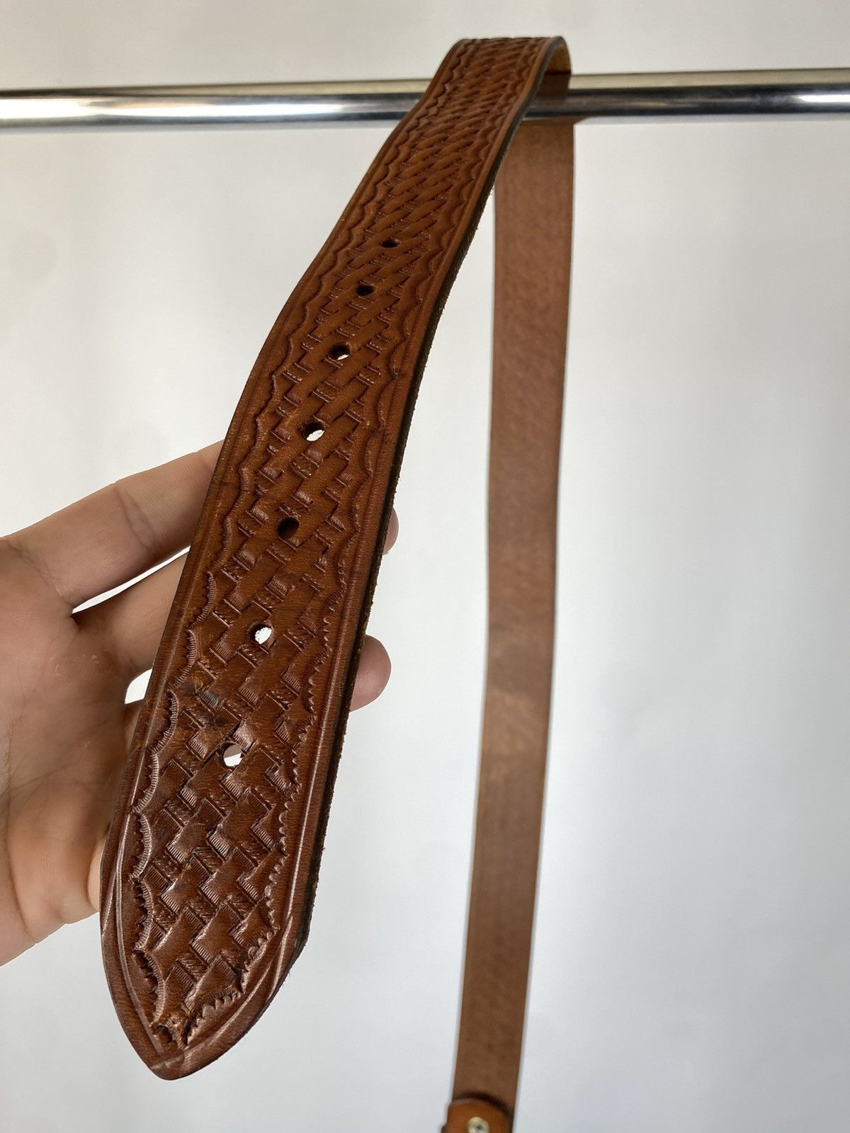 Cowboy Equipment × Hysteric Glamour × Japanese Brand Vintage 90s BUCHEIMER Leather Hawaii Cowboy Belt Size ONE SIZE - 8 Thumbnail