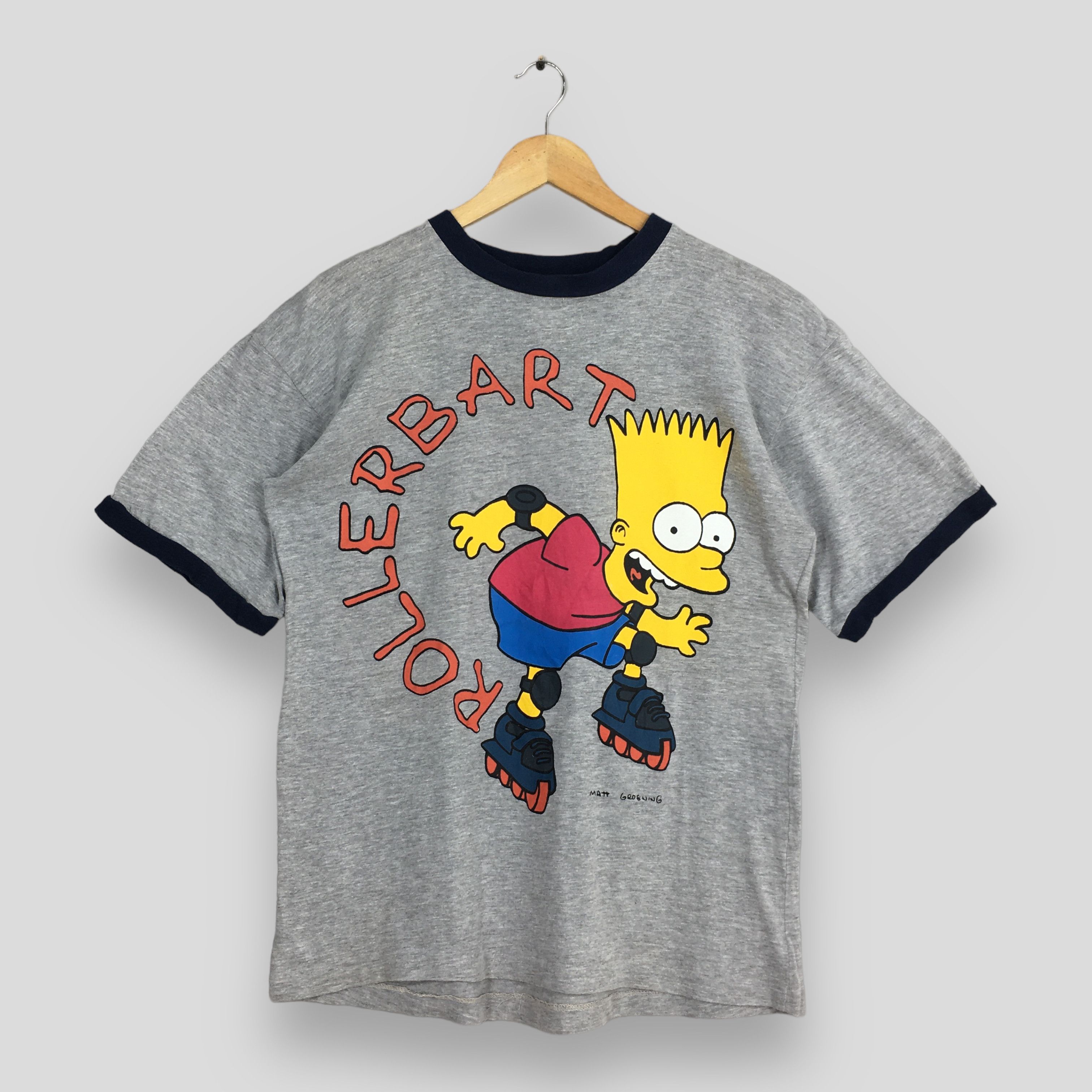 Cartoon Network Bart Simpson Rollerbart Cartoon Ringer T shirt Medium Size US M / EU 48-50 / 2 - 1 Thumbnail