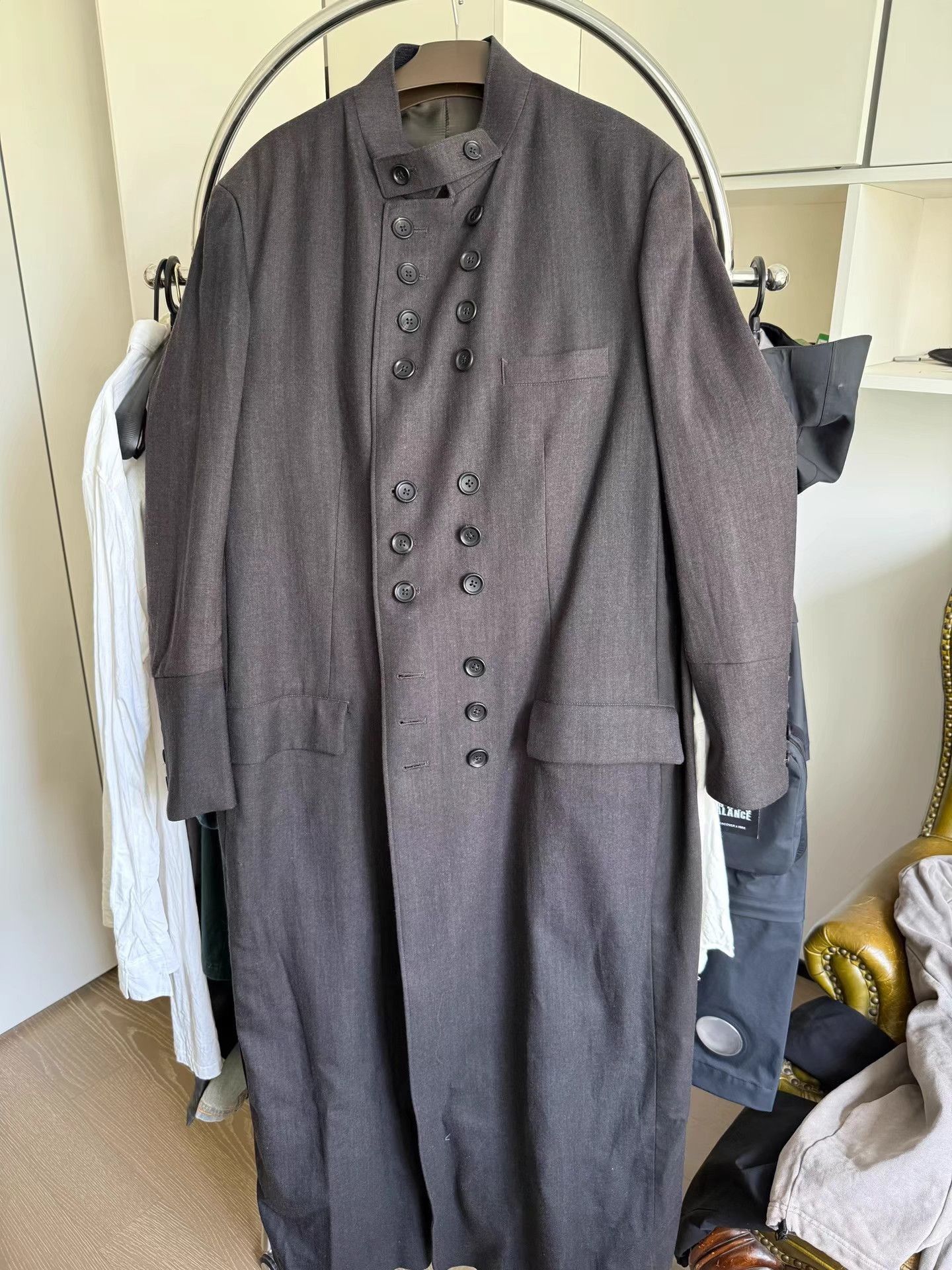 Yohji Yamamoto Gray Long Button-Front Coat Size L Size US L / EU 52-54 / 3 - 1 Thumbnail