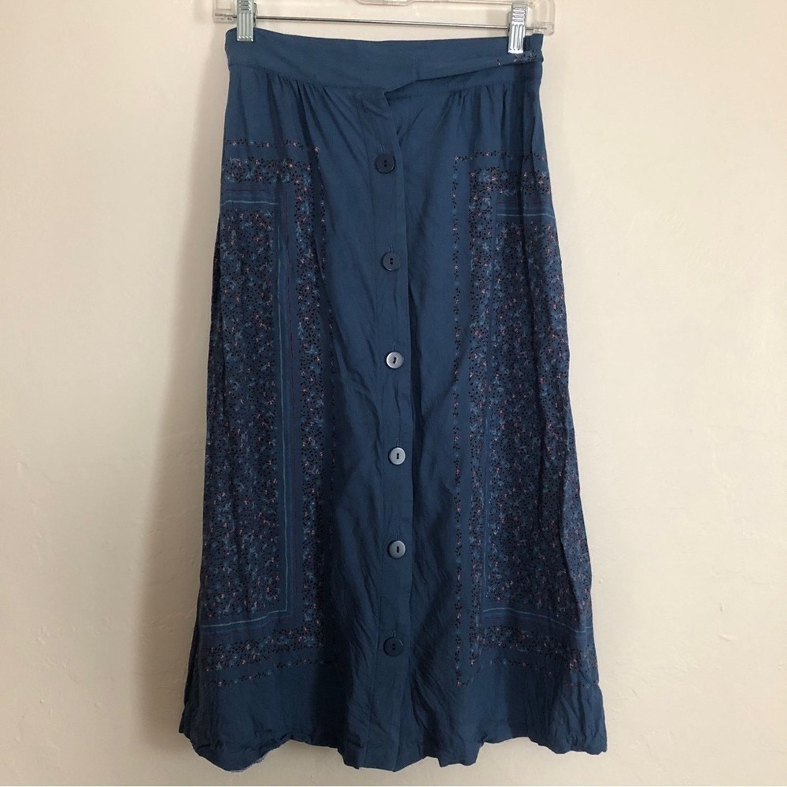 Other Jane Schaffhausen Belle France Prairie Floral Midi Tie Skirt Size 32" / US 10 / IT 46 - 6 Thumbnail