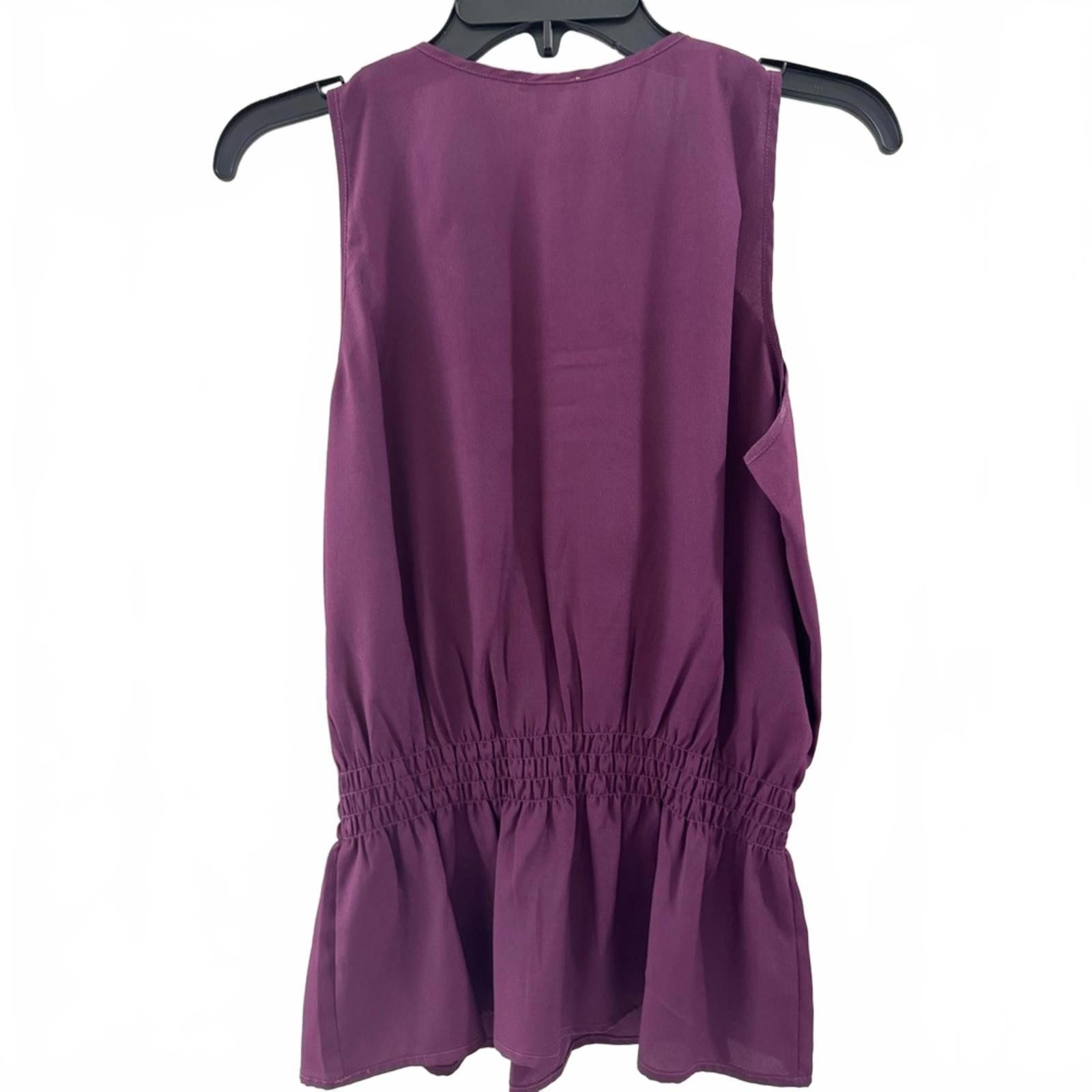 Designer Gianni Bini Purple Beaded Peplum Sleeveless Blouse- Size M Size M / US 6-8 / IT 42-44 - 2 Thumbnail