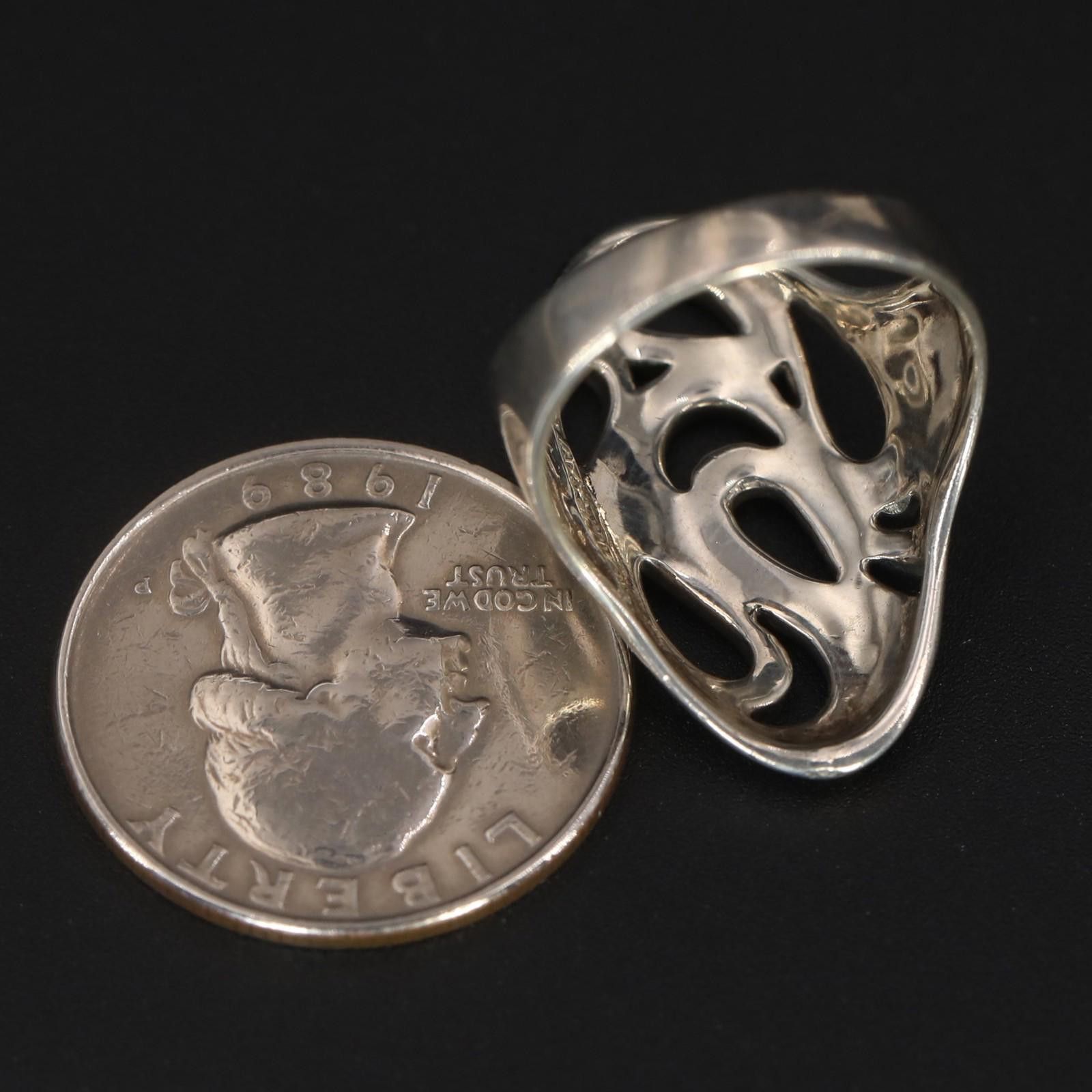 Other Sterling Silver Ati Athra Oval Wavy Teardrop Ring Size 8 Size ONE SIZE - 4 Thumbnail