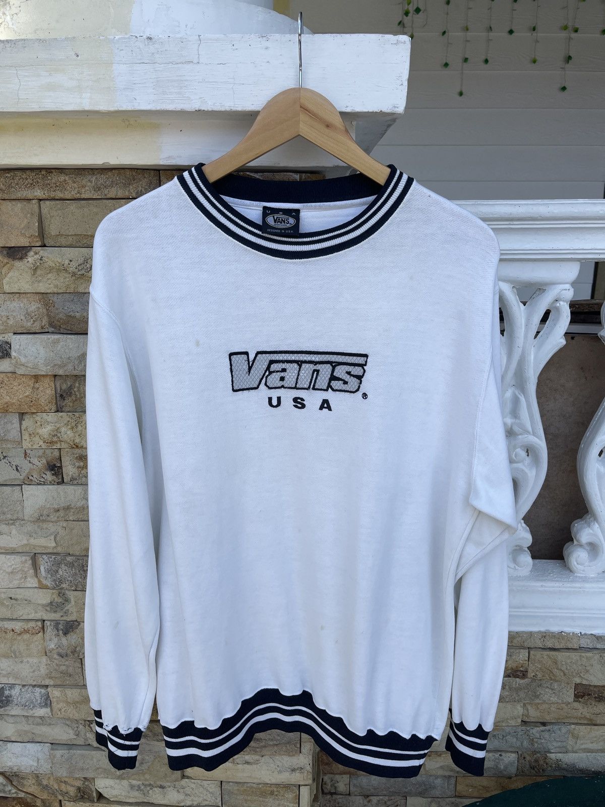 Vans × Vintage Last Drop🔥Vtg VANS Big Spellout Embroidered Logo Sweatshirt Size US L / EU 52-54 / 3 - 1 Thumbnail