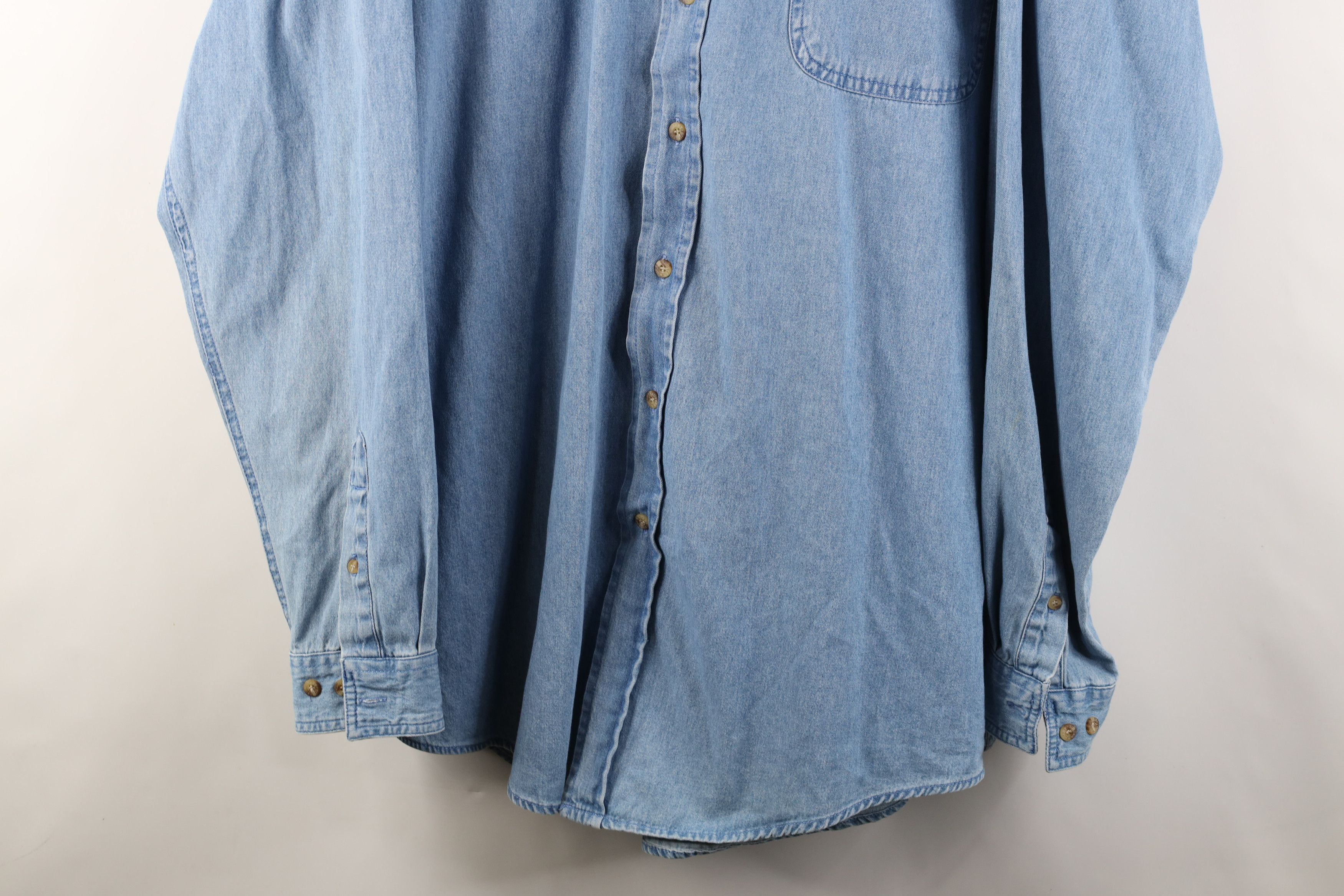 Vintage Vintage 90s Streetwear Stonewashed Denim Button Down Shirt Size US XL / EU 56 / 4 - 3 Thumbnail