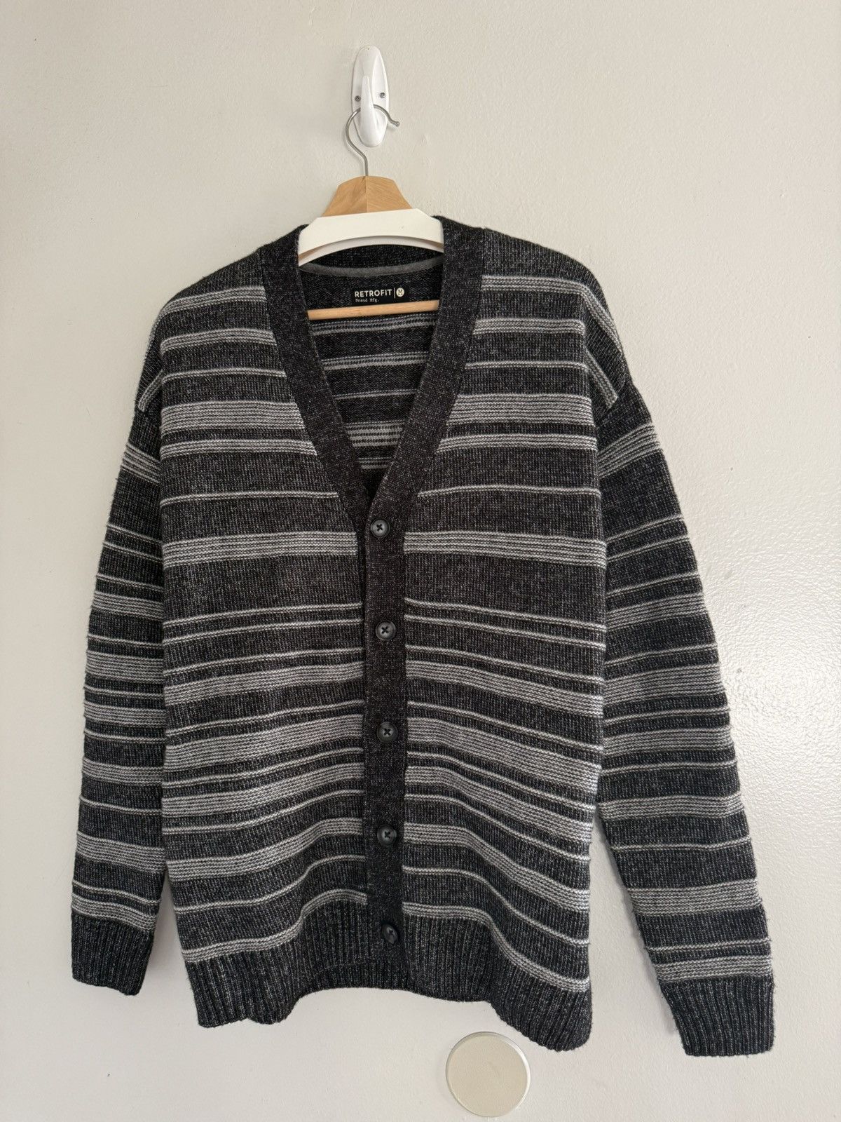 Retrofit Retrofit Brand Mfg. Striped Knit Cardigan Vintage Black Size US M / EU 48-50 / 2 - 2 Thumbnail
