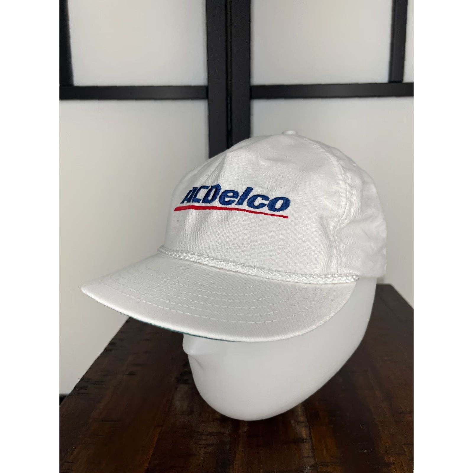 Vintage ACDelco Hat Cap Adult One Size White Cotton Polyester Knit Solid Adjustable Lightweight Baseball Cap Logo Men Mens Size ONE SIZE - 4 Thumbnail