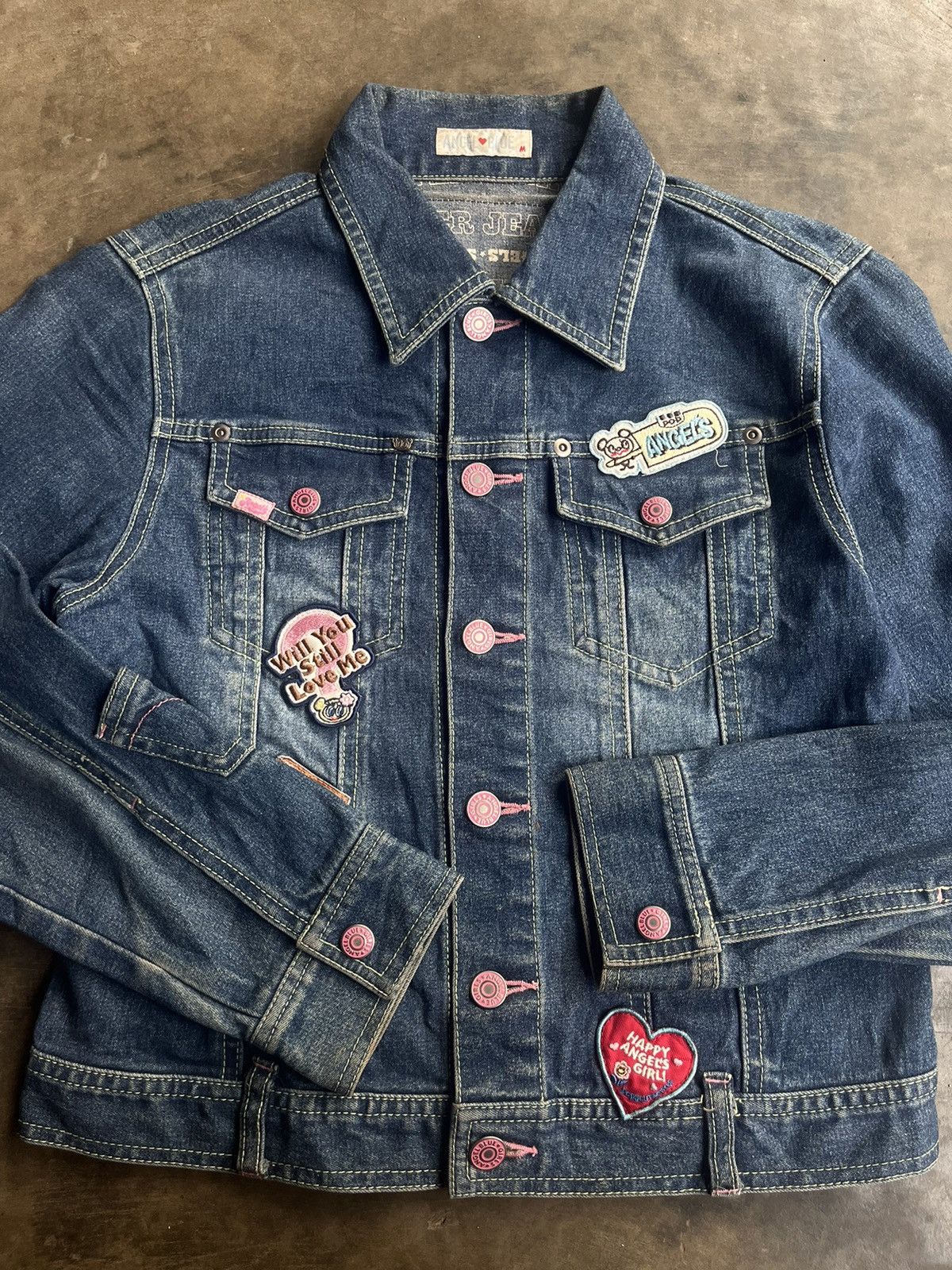 Angel Blue × Hysteric Glamour × Japanese Brand 2000s Angel Blue Japanese Y2k Embroidery Patch Denim Jacket Size M / US 6-8 / IT 42-44 - 5 Thumbnail