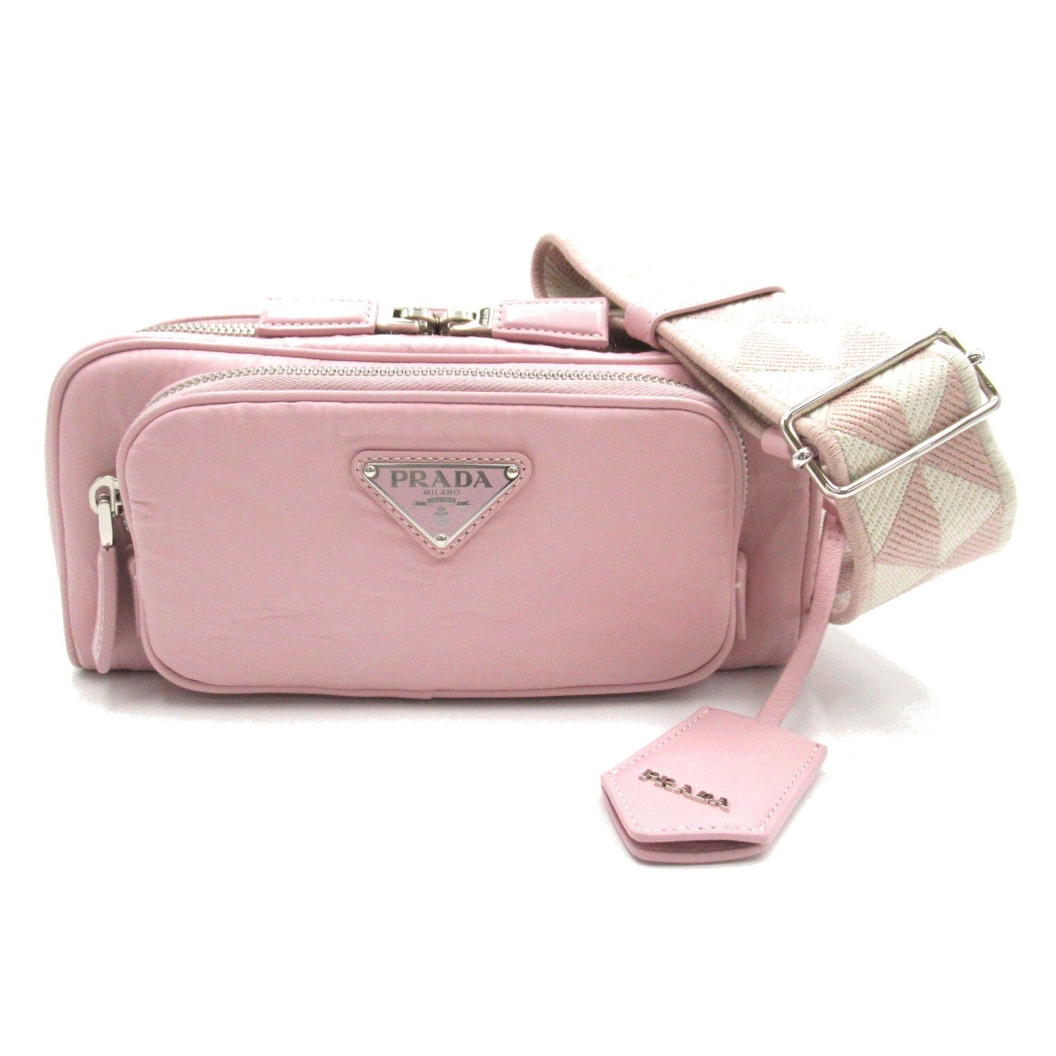 Prada Prada Nappa Antique Leather Multi-Pocket Shoulder Bag Pink Alabaster Size ONE SIZE - 1 Thumbnail