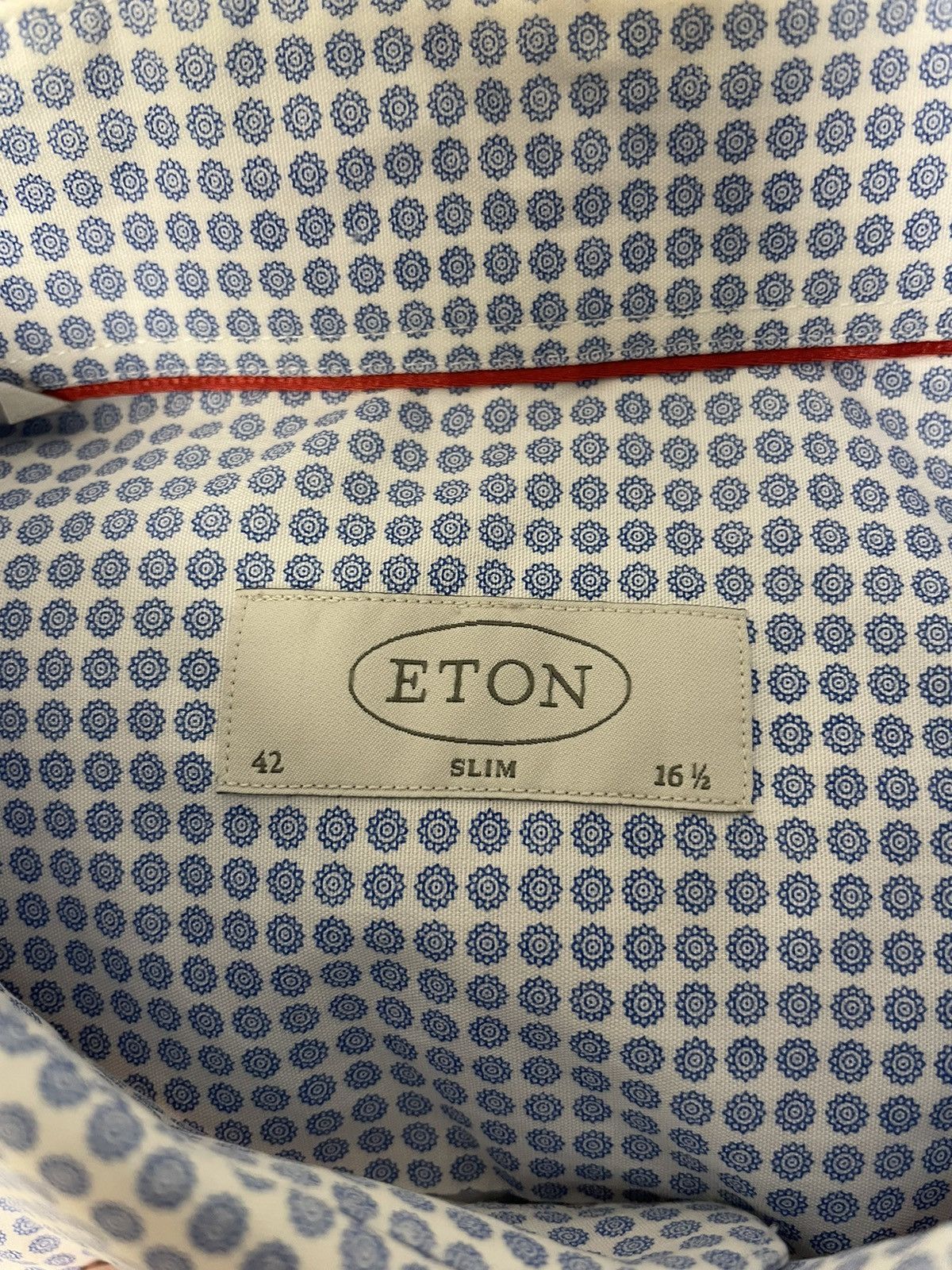 Eton ETON Slim-Fit Cutaway Collar Small Medallion Print Shirt Size US L / EU 52-54 / 3 - 6 Thumbnail