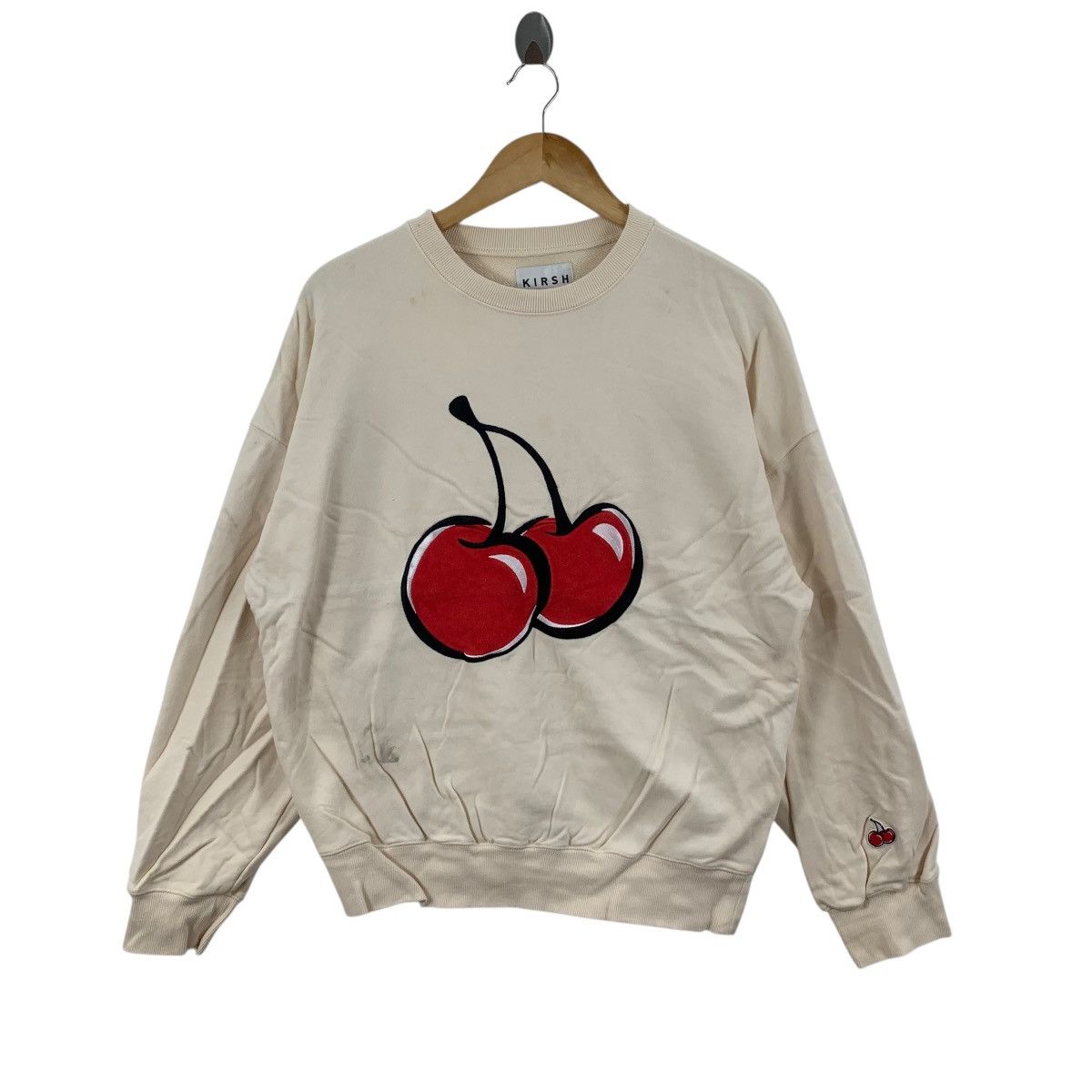 Other KIRSH KOREA Big Cherry Applique Beige Baggy Sweatshirt Size XL / US 12-14 / IT 48-50 - 3 Thumbnail