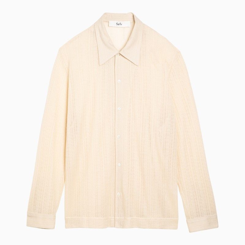 image of Sefr Ivory Ripley Shirt In Organic Cotton Blend in White, Men's (Size Large)