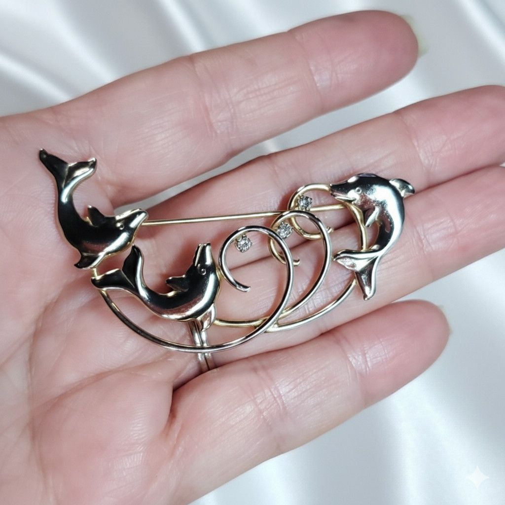 Other Dolphin Earrings & Brooch NEW Vintage 14k Gold Plated Size ONE SIZE - 8 Thumbnail