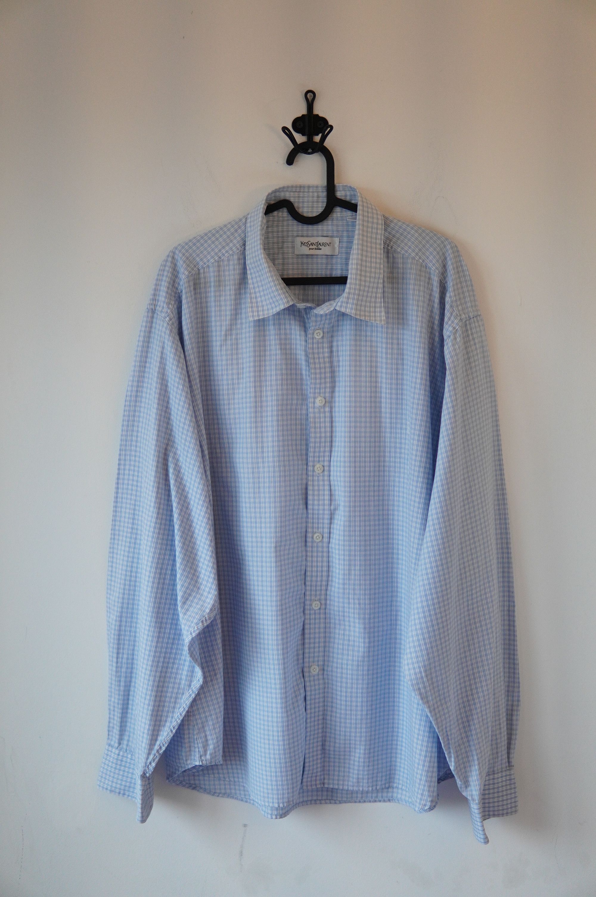 Saint Laurent Paris YSL Saint Lauren Checkered Oversized Blue Shirt Size US XXL / EU 58 / 5 - 1 Thumbnail