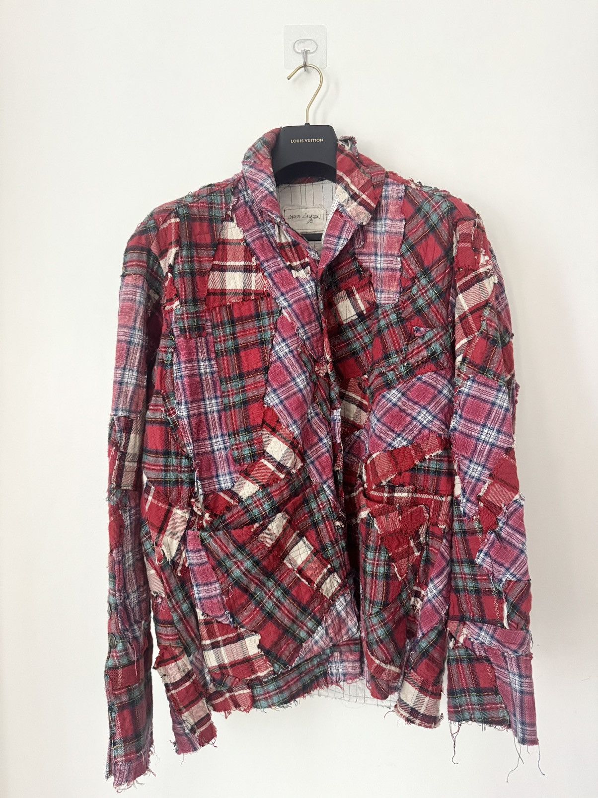 Greg Lauren Greg Lauren Scrapwork Red Plaid Stitchwork Boxy Shirt Size L Size US L / EU 52-54 / 3 - 1 Thumbnail