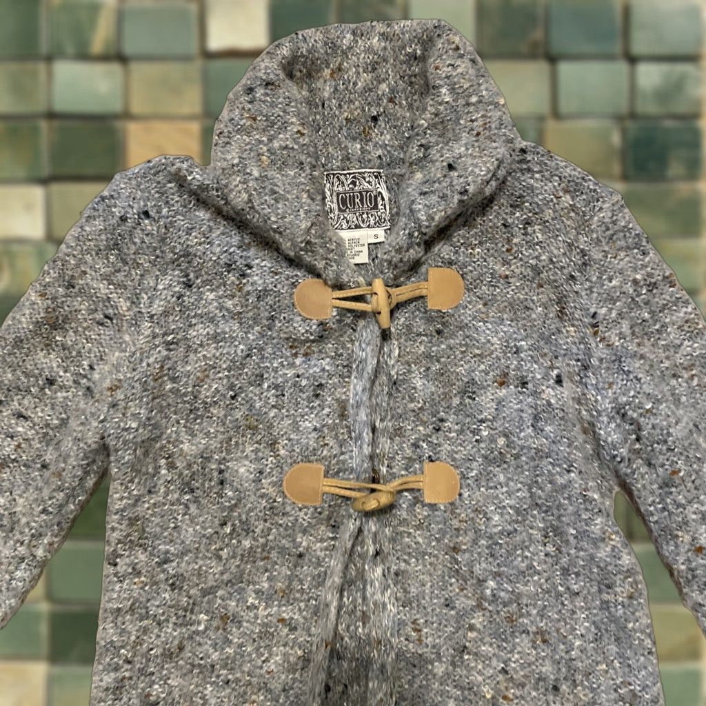 Vintage VINTAGE Curio Cardigan Women S Small Gray Leather Toggle Alpaca Blend Boho Long Shirt/ Sweater Women Mens? Size S / US 4 / IT 40 - 1 Thumbnail
