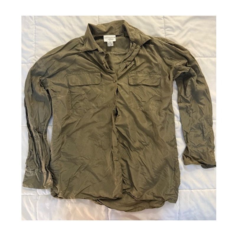 Van Heusen Green Silk Button Down Blouse - Size S Size S / US 4 / IT 40 - 1 Thumbnail
