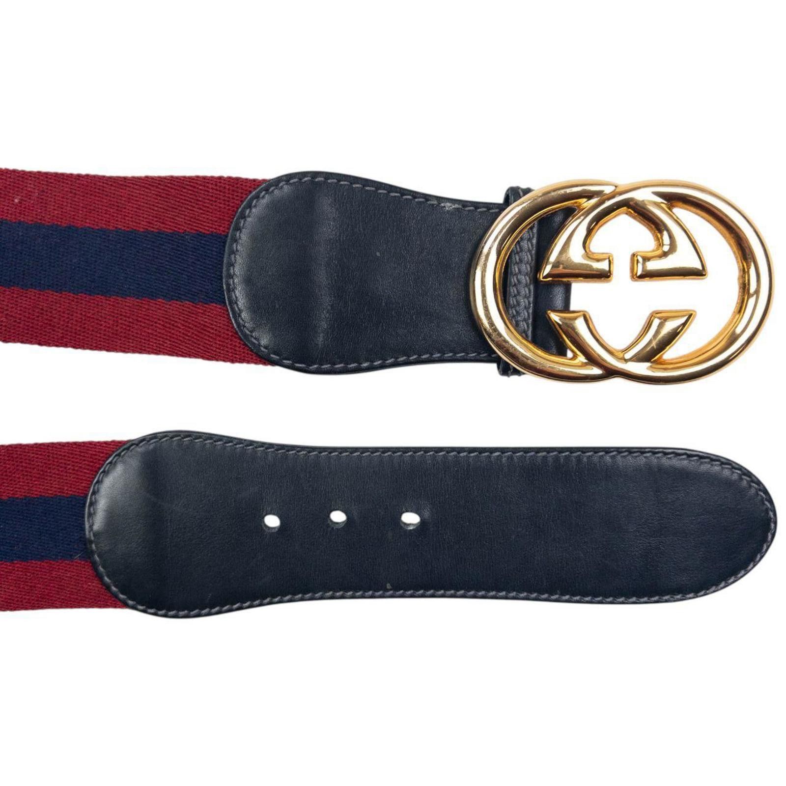 Gucci Vintage 90s Gucci Stripe Leather Belt Size W28 Size ONE SIZE - 6 Thumbnail