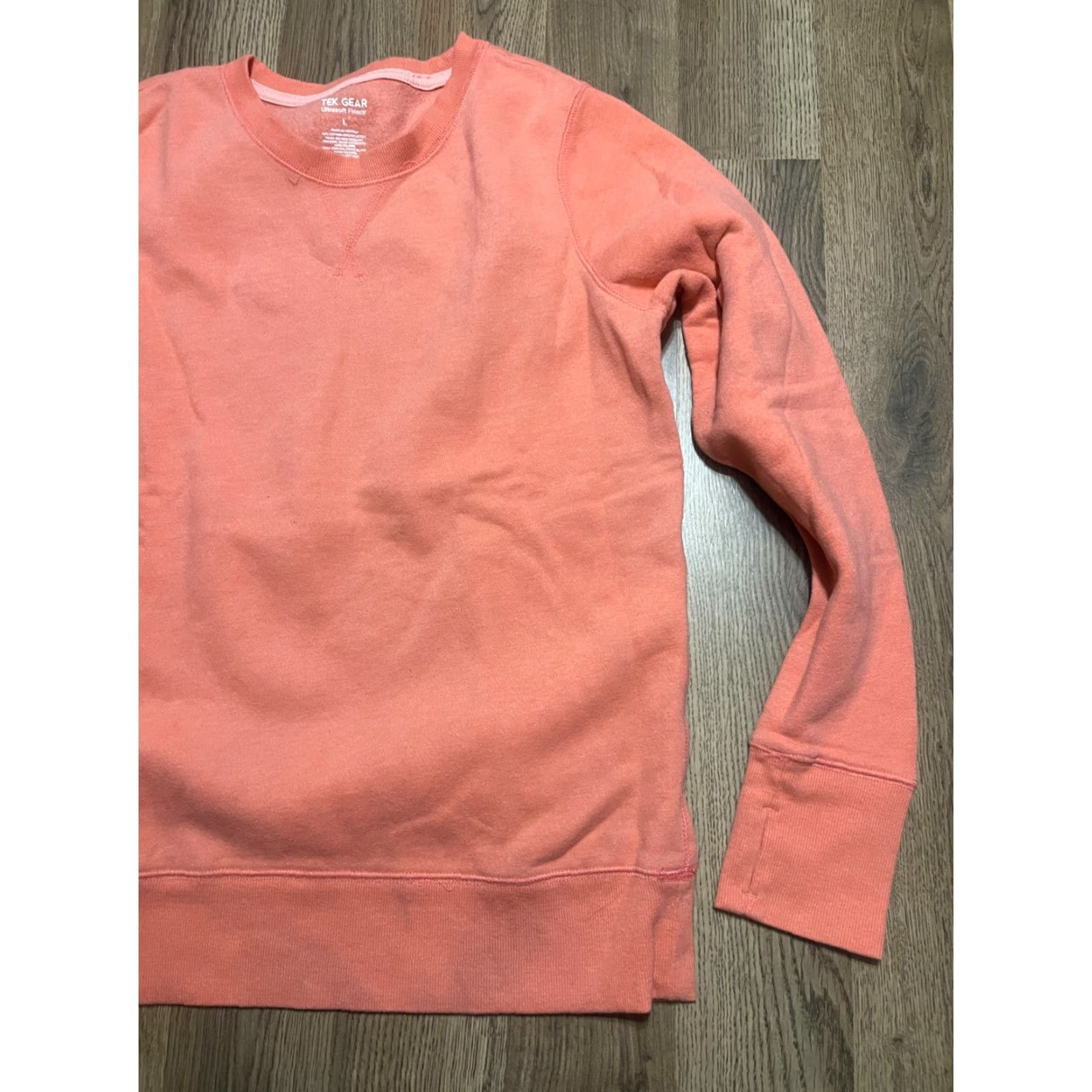 Tek Gear Tek Gear Sweater Women's Size L Orange Ultrasoft Fleece Pullover Regular Crew Neck Long Sleeve Size L / US 10 / IT 46 - 3 Thumbnail