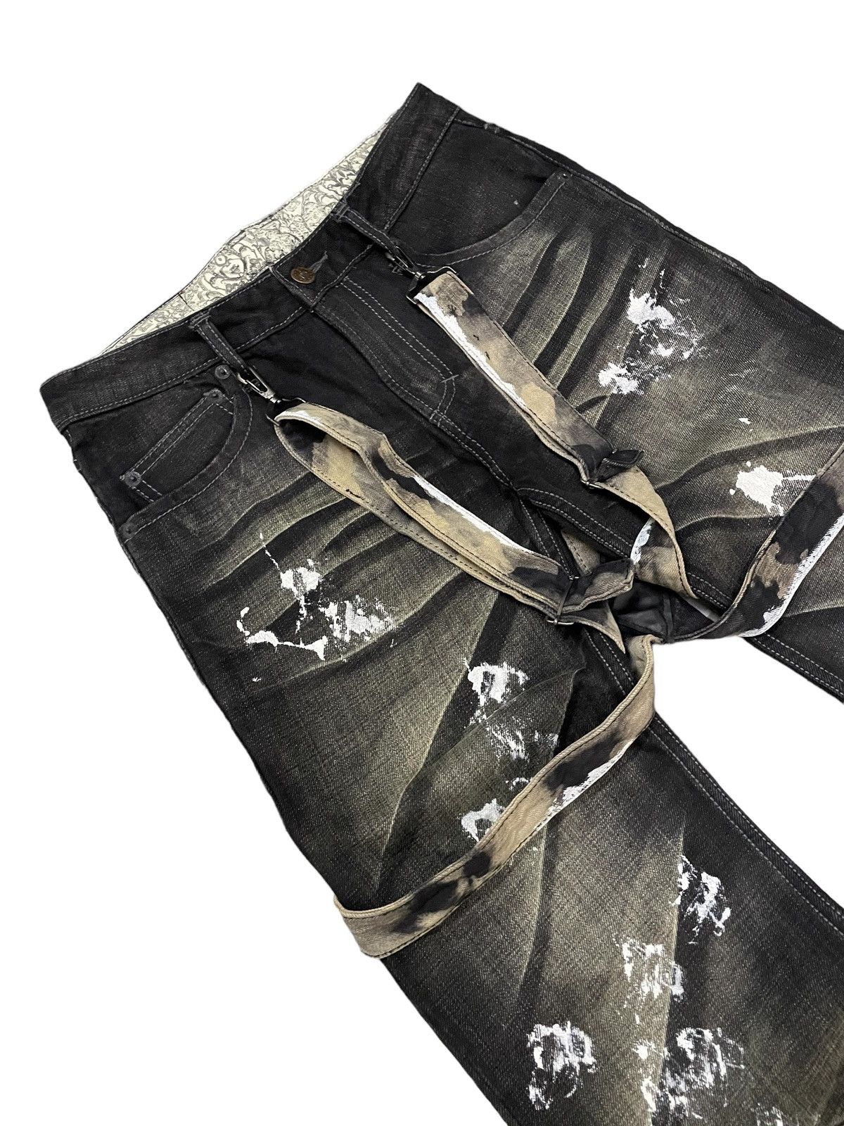 Luxuria Japan Flared Wide Leg Loose Laser Wash Man Jeans