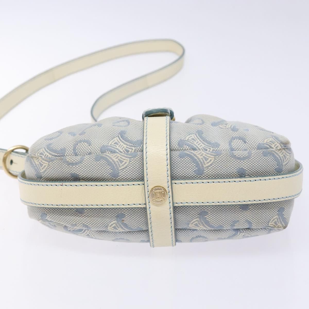 Celine CELINE C Macadam Canvas Shoulder Bag Light Blue Gold Size ONE SIZE - 9 Thumbnail