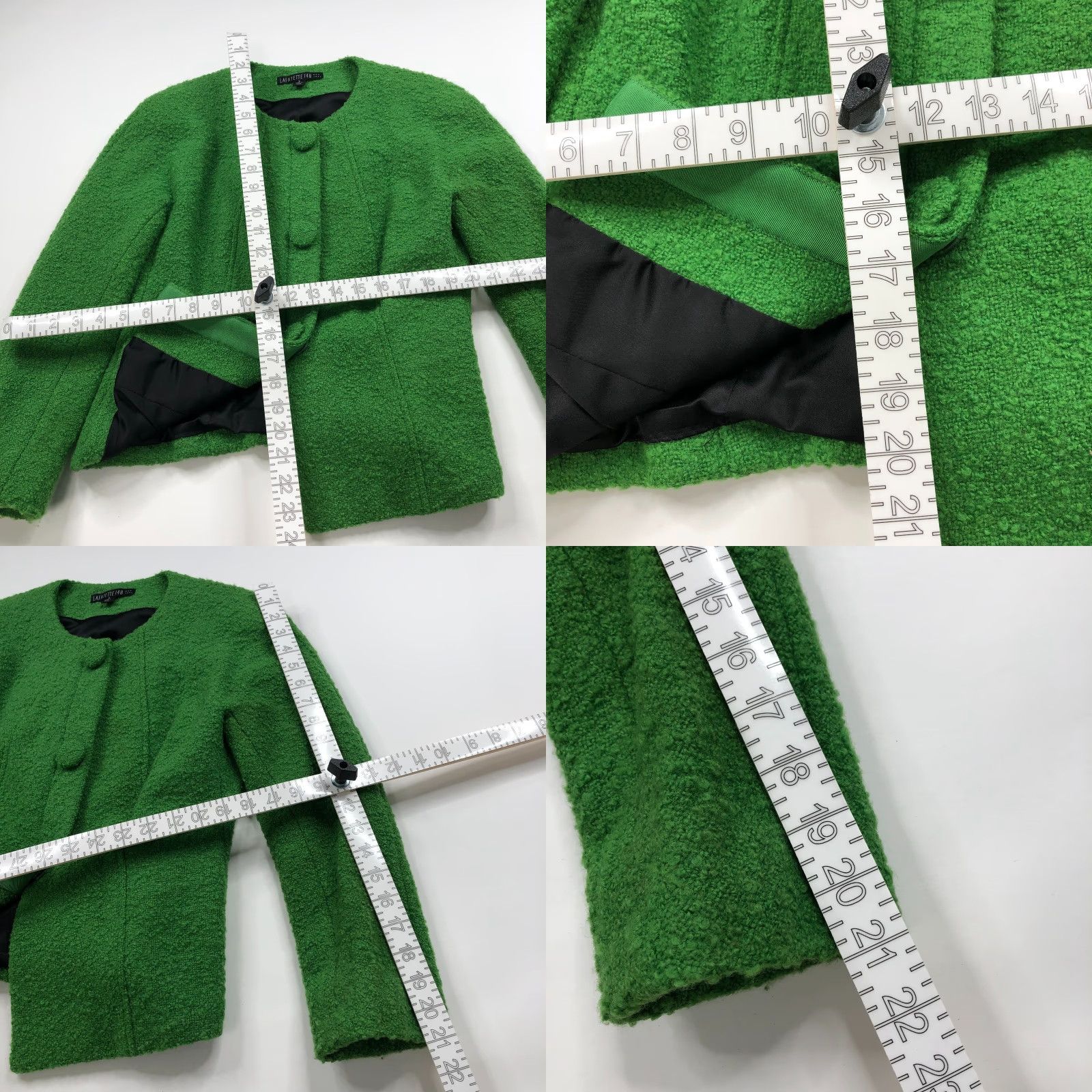 Vintage Lafayette 148 New York Blazer Wool Blend Snap Button Jacket Green Fuzzy Size XS / US 0-2 / IT 36-38 - 8 Thumbnail