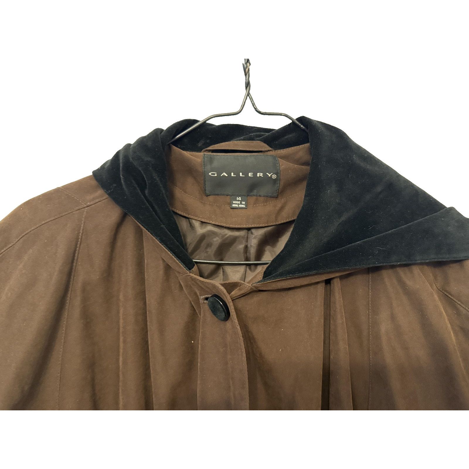 Gallery1950 Vintage 90s Coat Womens 14 Brown Hooded Long Hong Kong Size L / US 10 / IT 46 - 3 Thumbnail