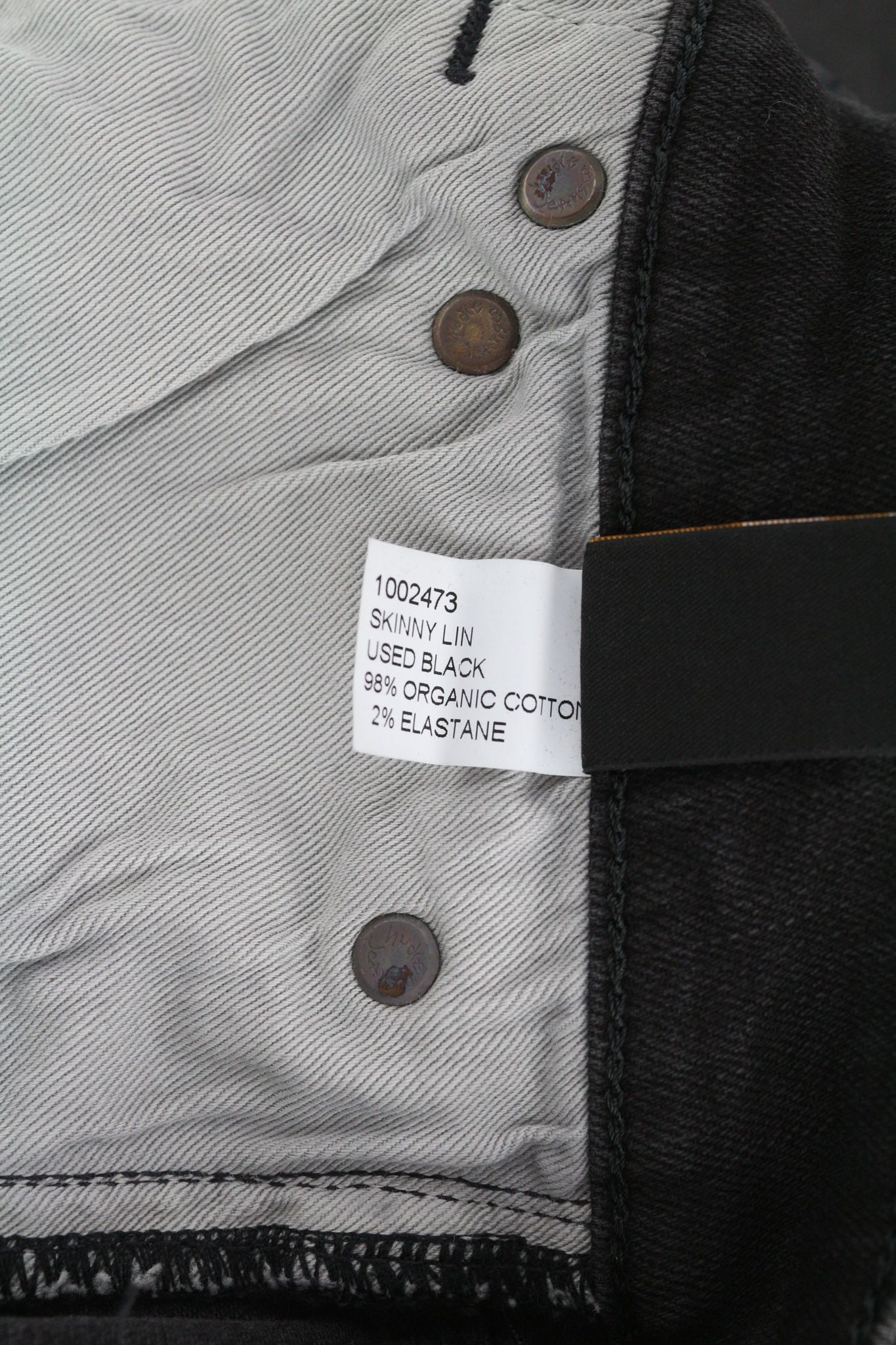 Nudie Jeans SKINNY LIN USED BLACK W29/L32 Organic Cotton Jeans 80430 Size US 29 - 7 Thumbnail