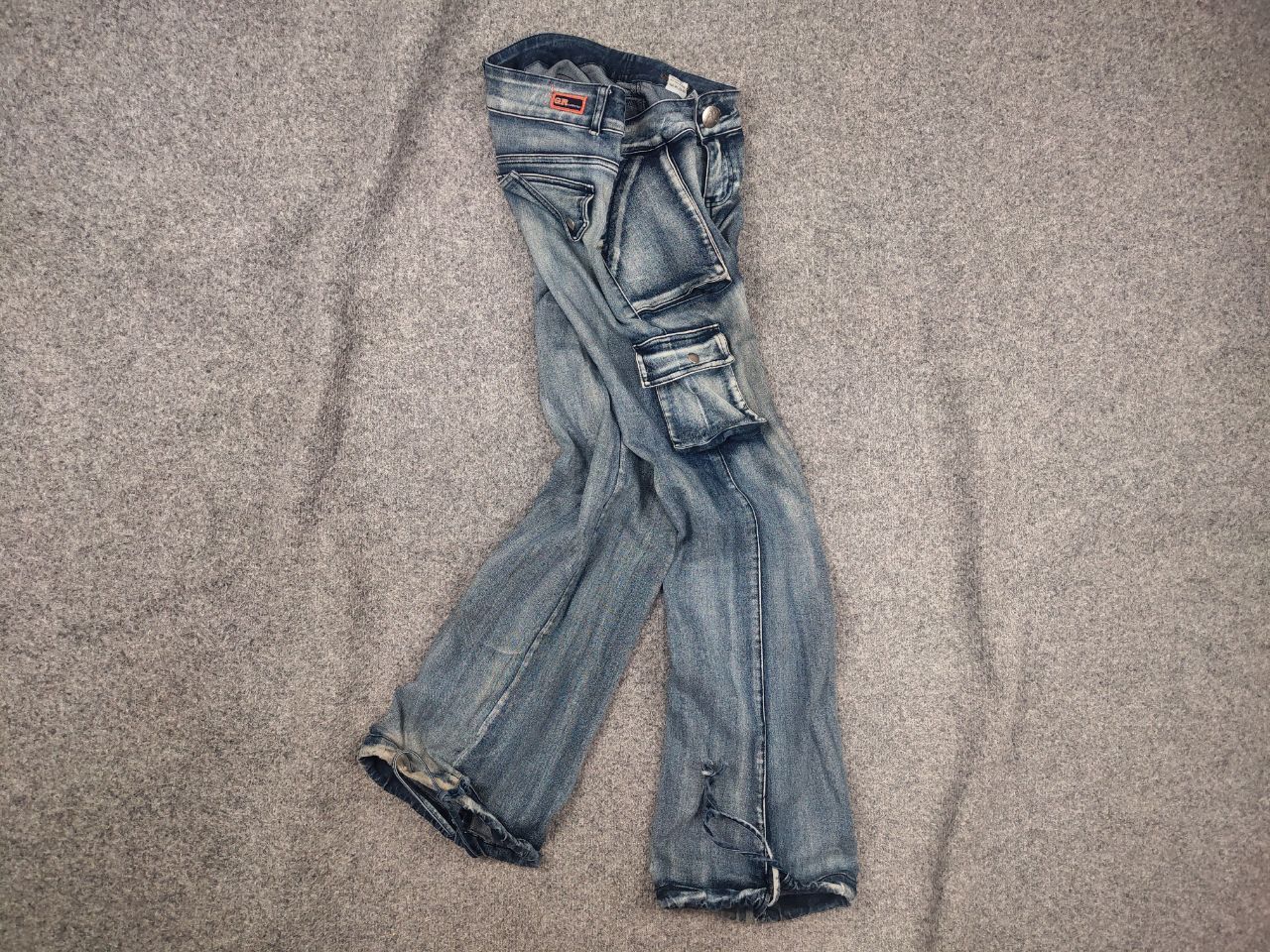 Le Grande Bleu (L.G.B.) GR Vintage Faded Y2K lGB Y2K Opium Style Cargo Flared Jeans Size 30" / US 8 / IT 44 - 1 Thumbnail