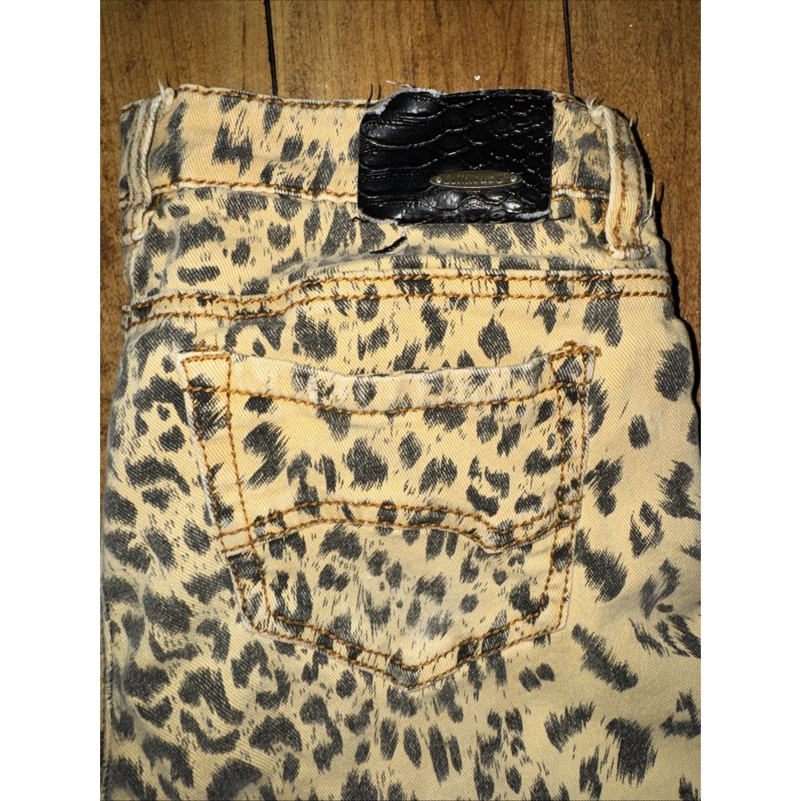 Vintage Dollhouse Leopard Print Jeans Brown Size 9 32x32 Size 32" / US 10 / IT 46 - 3 Thumbnail