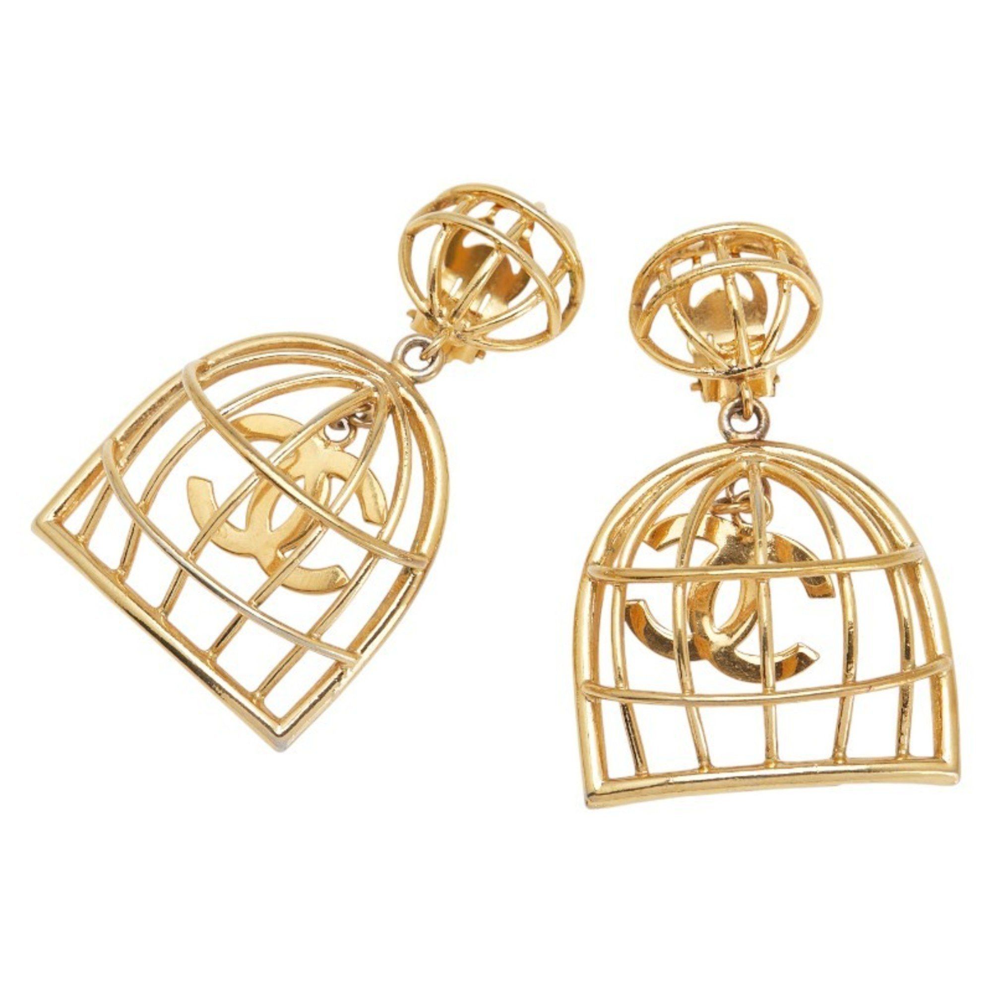 Chanel Vintage Chanel Coco Mark Birdcage Earrings, Gold Plated, Women's, CHANEL Size ONE SIZE - 1 Thumbnail