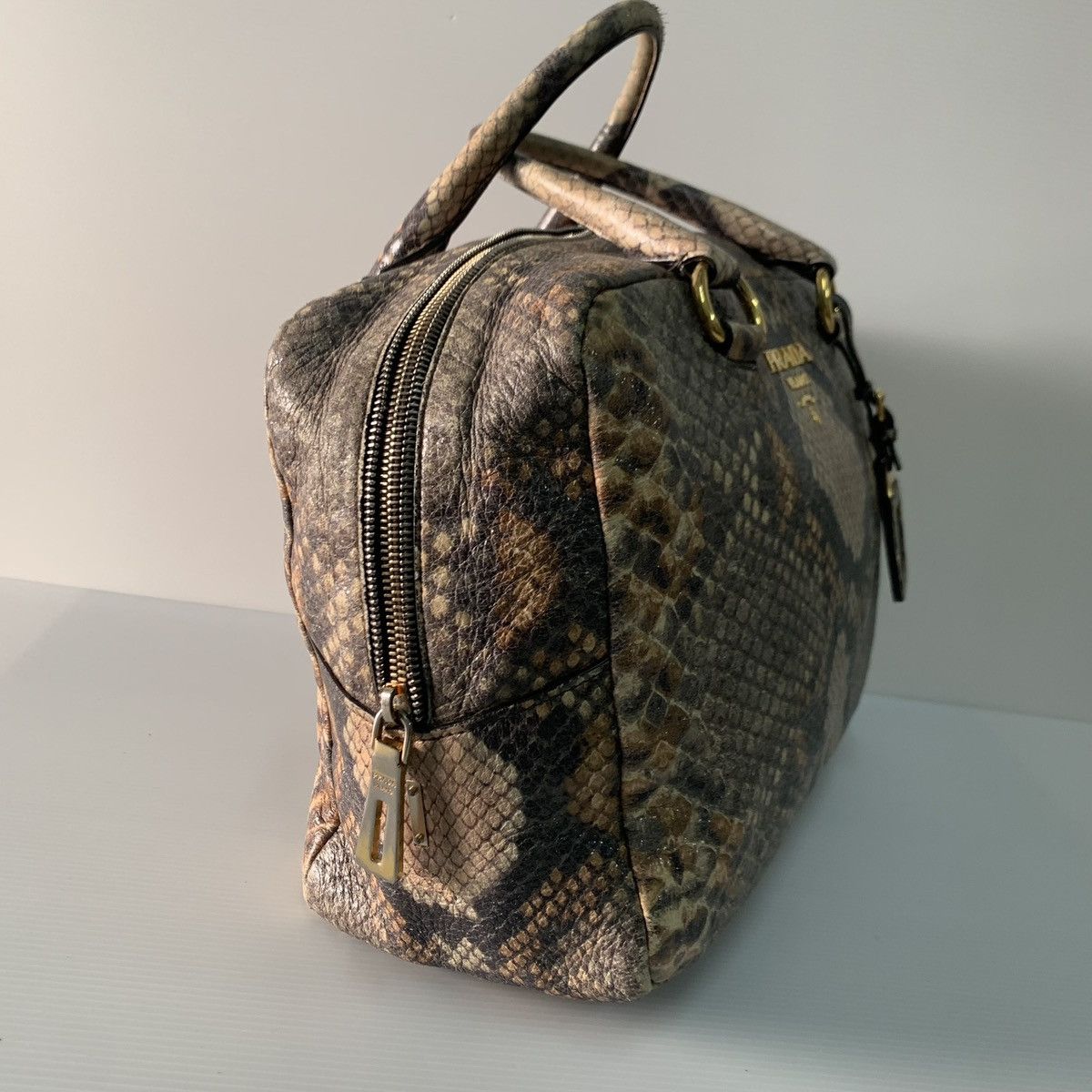 Prada Prada Snake Embose Leather Handbag Size ONE SIZE - 3 Thumbnail