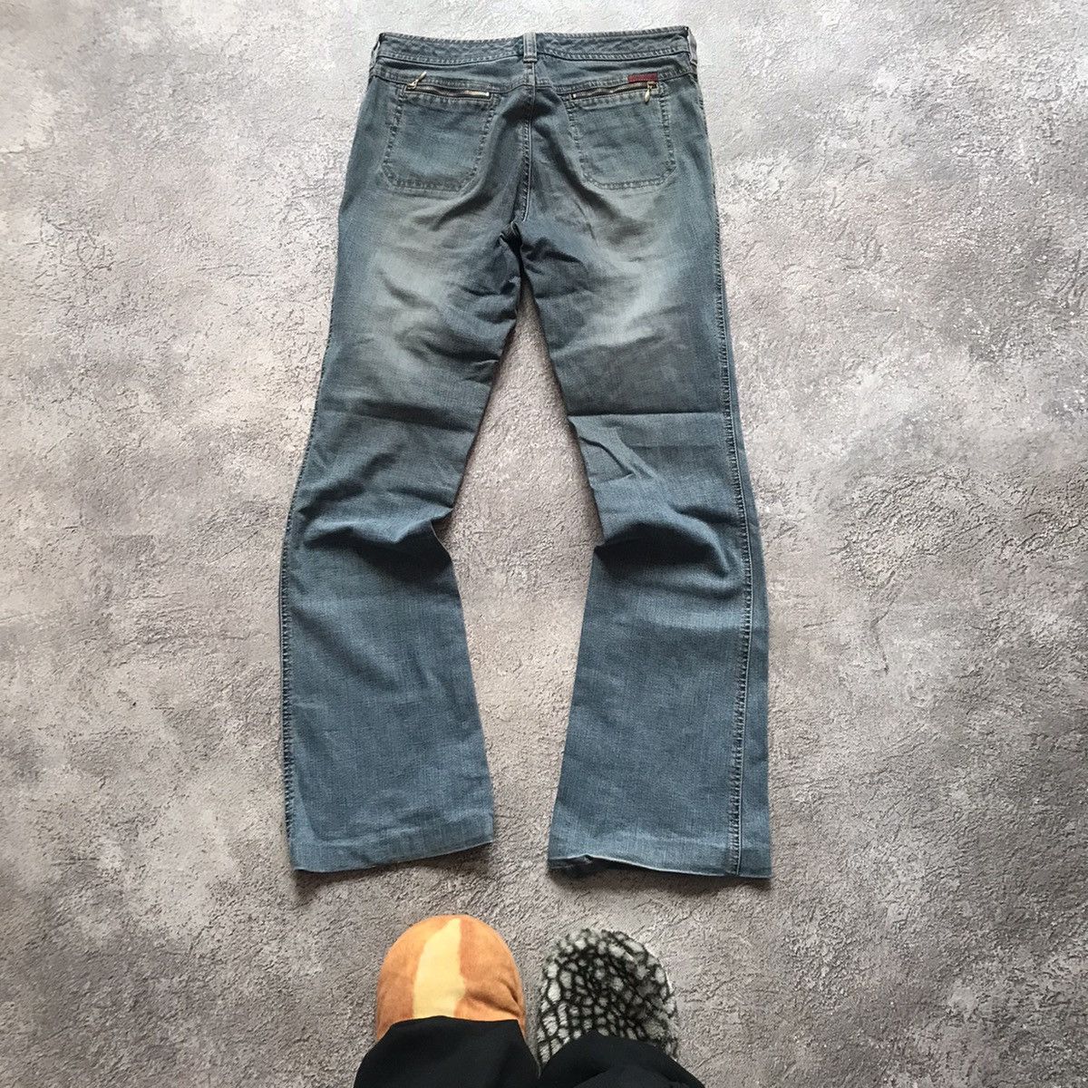 Vintage Vintage 90s Distressed Flared Jeans Low Rise Grunge Y2K 28 Size 28" / US 6 / IT 42 - 4 Thumbnail
