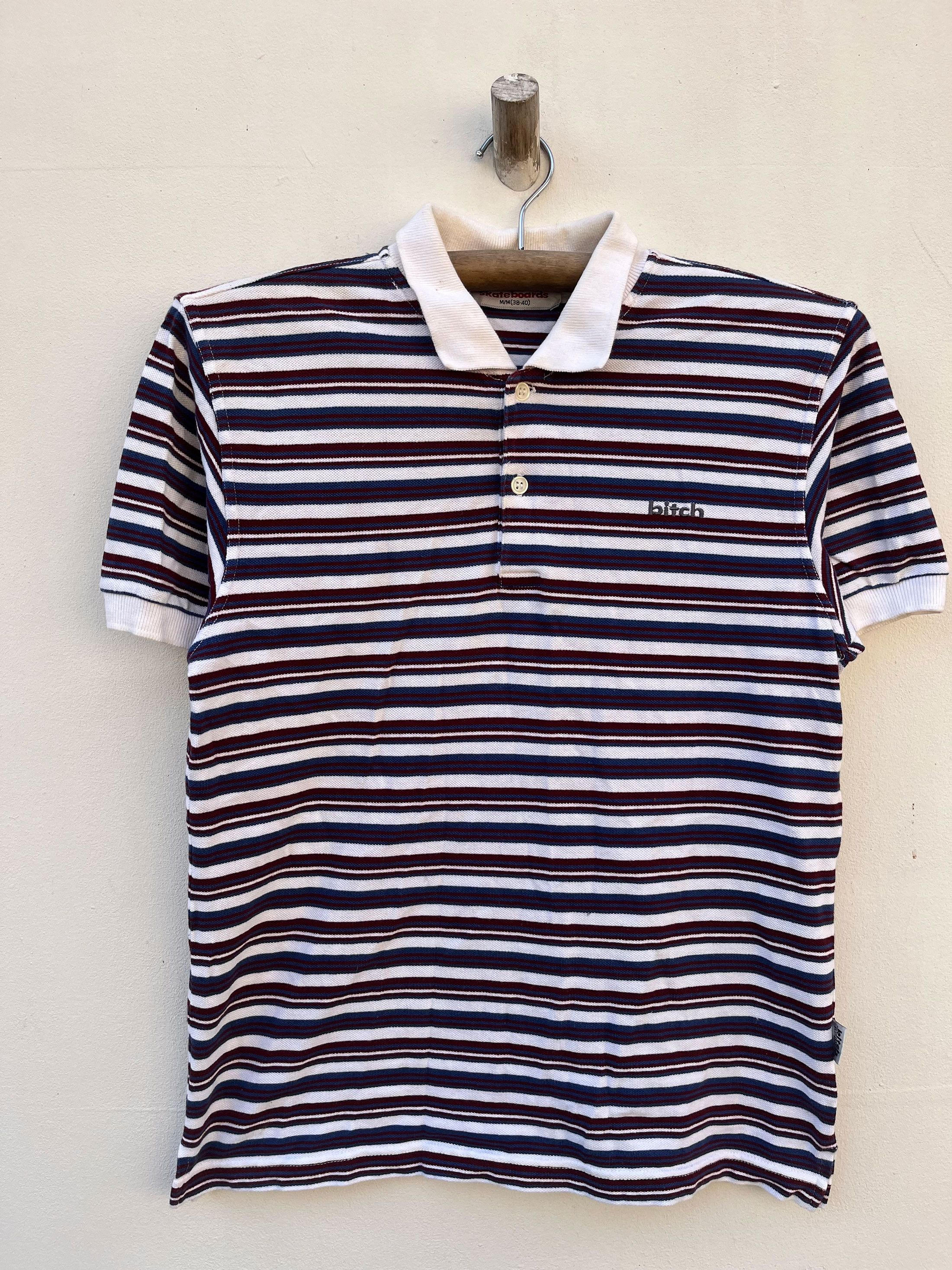 Vintage Vintage Bitch Skateboards Tipped Striped Polos Sk8 Size US M / EU 48-50 / 2 - 1 Thumbnail