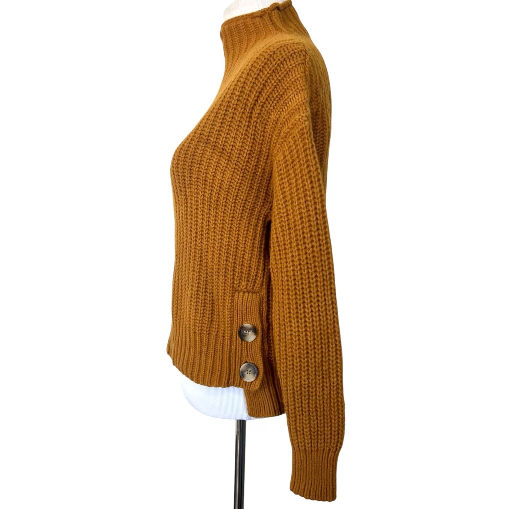 Madewell Madewell Sweater Women’s Chunky-Knit Mock Neck Side Button Cotton Wool Sz S Yellow Pullover Casual Winter Fall Womens Sized Regular Hoodie? Size S / US 4 / IT 40 - 4 Thumbnail