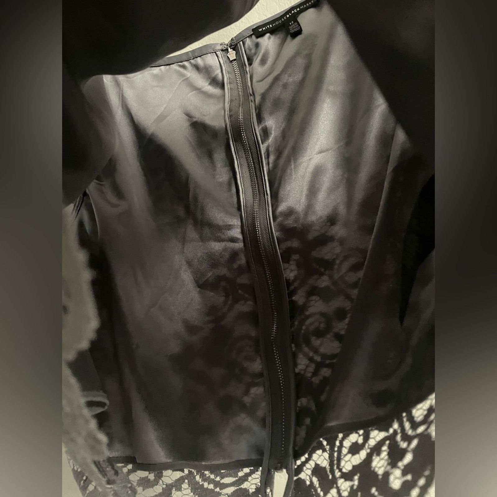 White House Black Market White House Black Market Silver Taffeta Skirt 10 Lace Top 12 Size L / US 10 / IT 46 - 5 Thumbnail