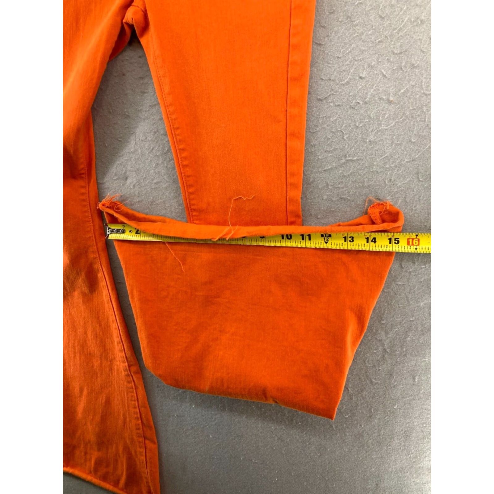Vintage Judy Blue Women's High Rise Orange Stretch Super Flare Bellbottom Jeans 25 Regular Fit Bohemian Retro Size 42" / US 20 - 6 Thumbnail