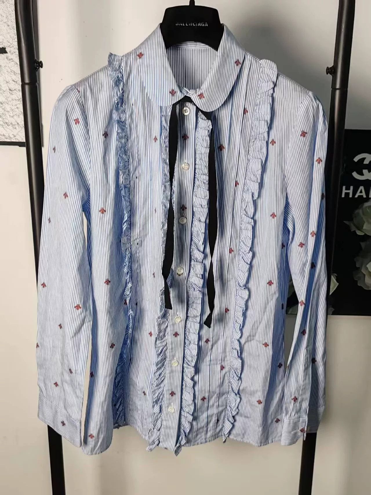 Gucci Gucci Bee Print Striped Shirt Size US M / EU 48-50 / 2 - 1 Thumbnail
